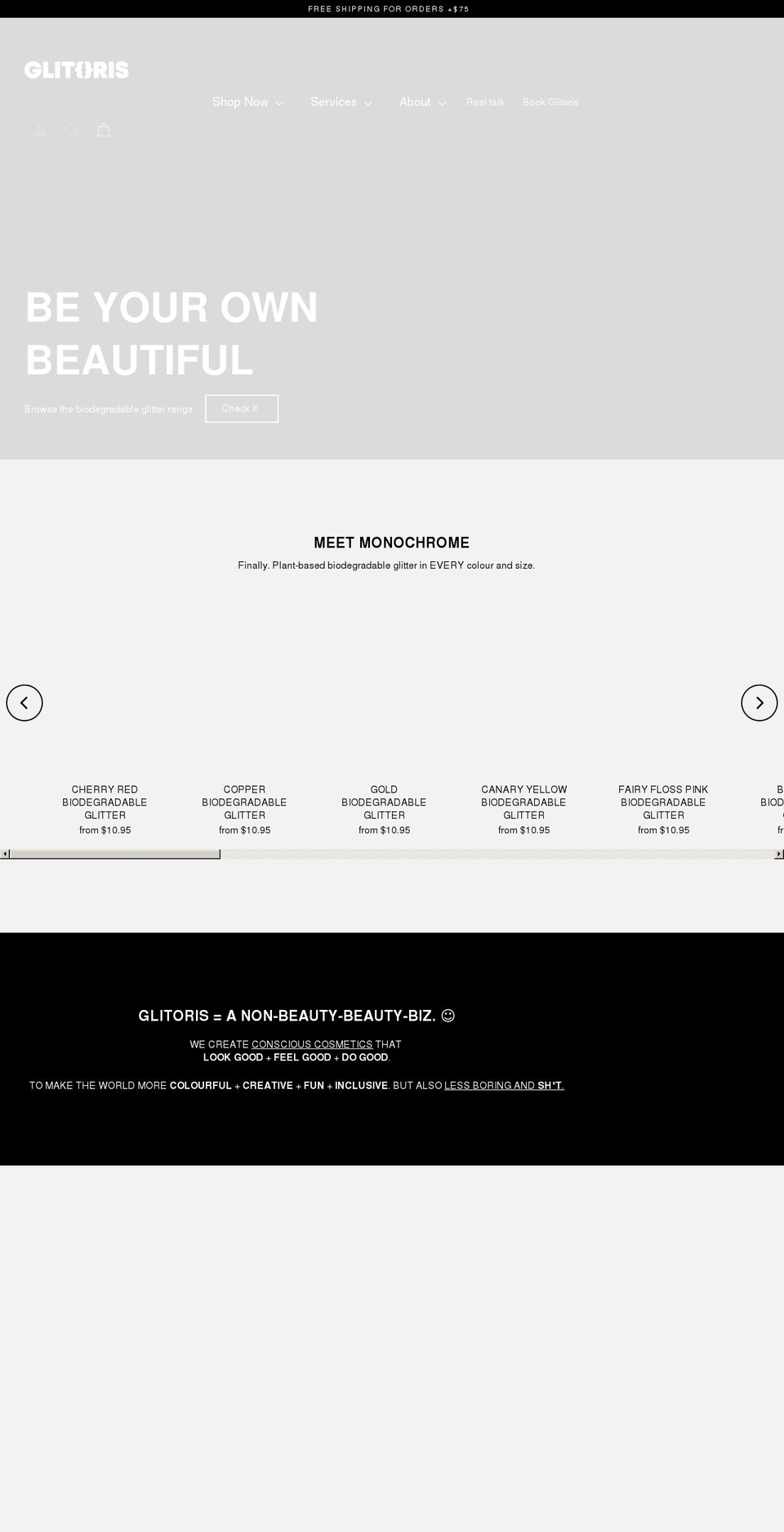 glitoris.com.au shopify website screenshot