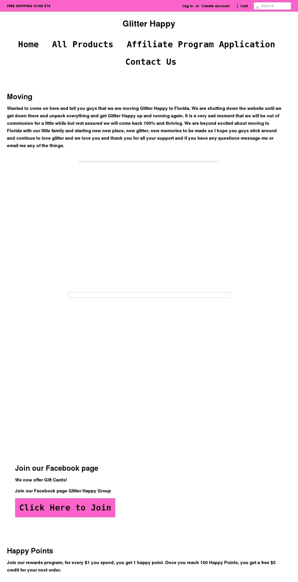glitter-happy.com shopify website screenshot