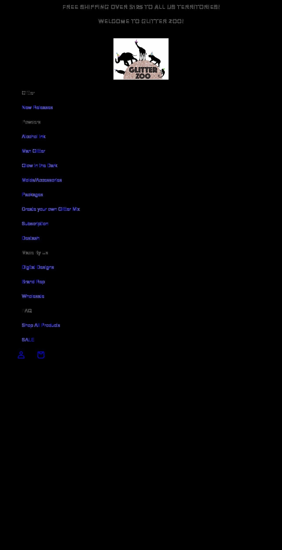 glitter-zoo.com shopify website screenshot