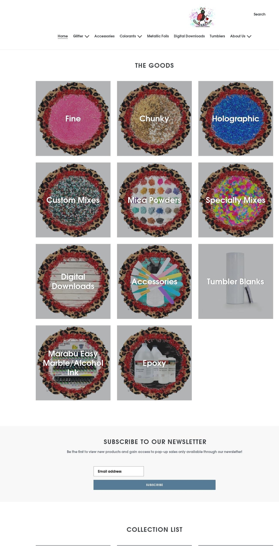 glitter4all.com shopify website screenshot