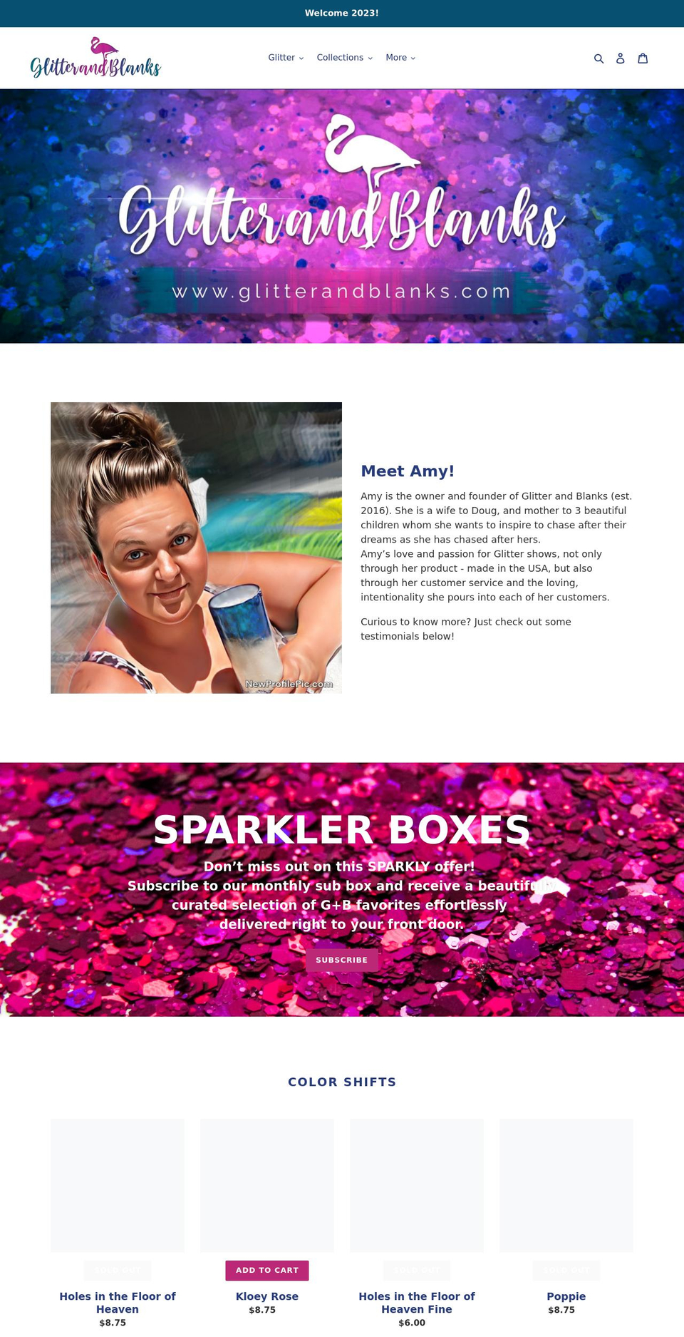 glitterandblanks.com shopify website screenshot