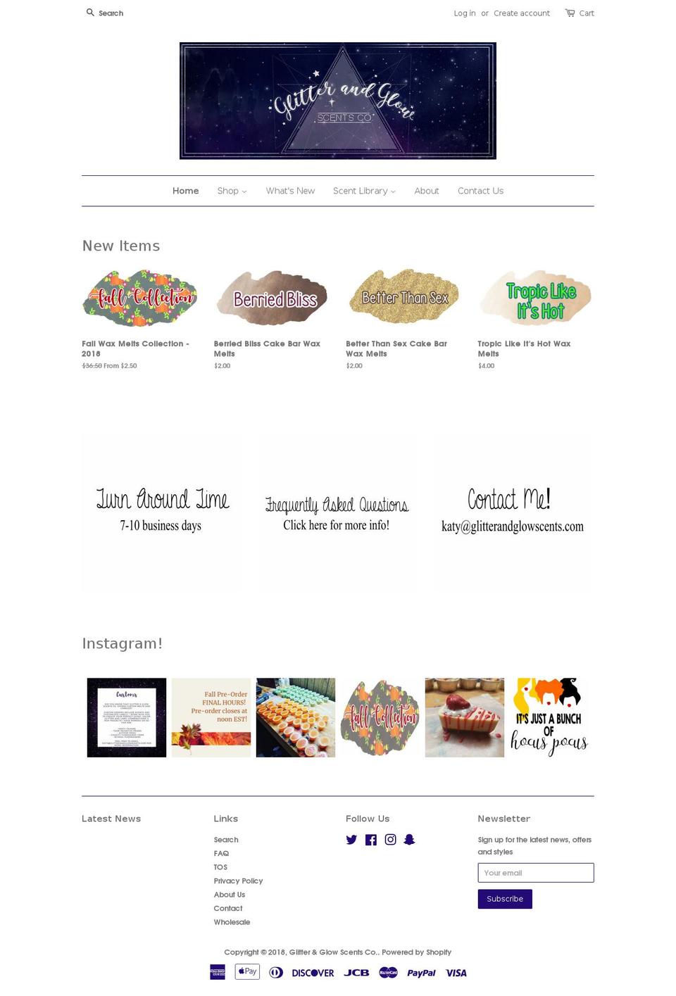 glitterandglowscents.com — Shopify storefront screenshot