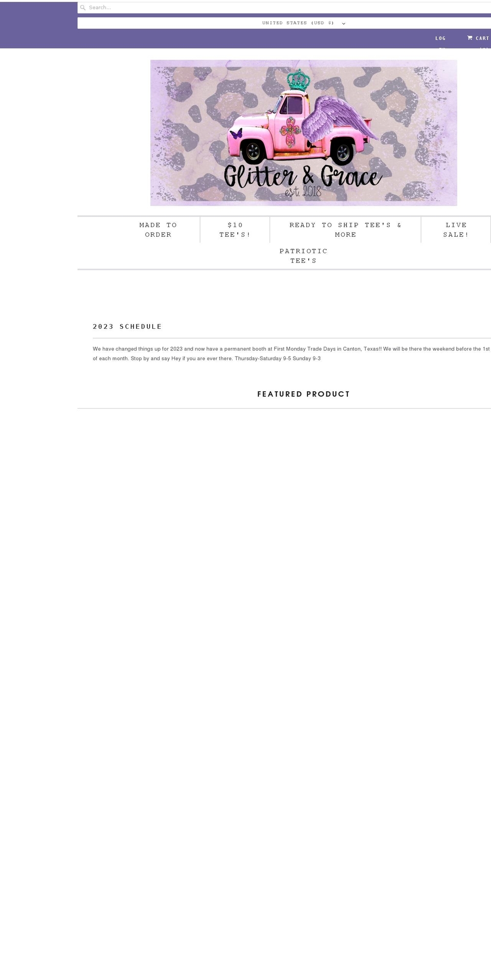 glitterandgraceroadshow.com shopify website screenshot