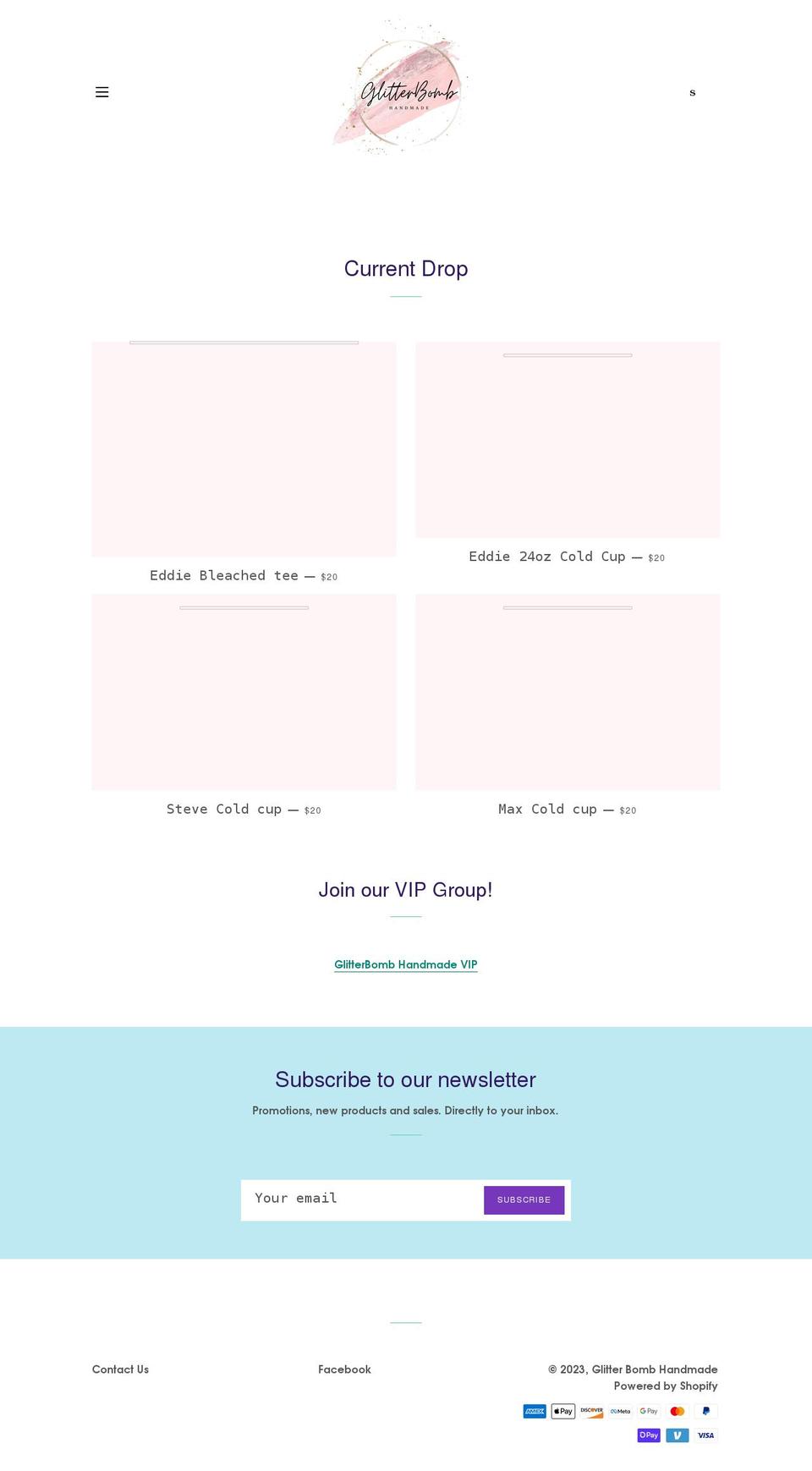 glitterbombcc.com shopify website screenshot