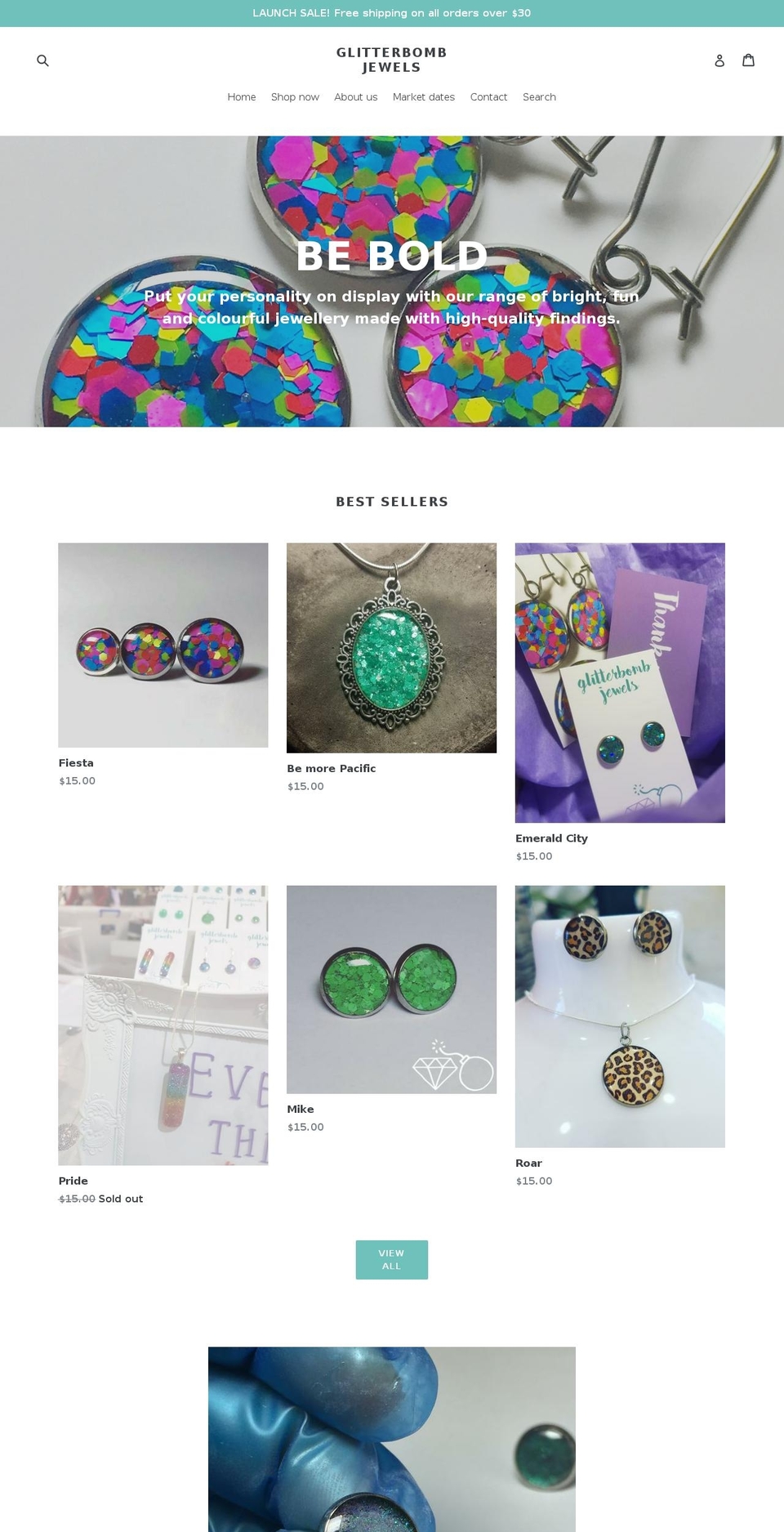 glitterbombjewels.com shopify website screenshot