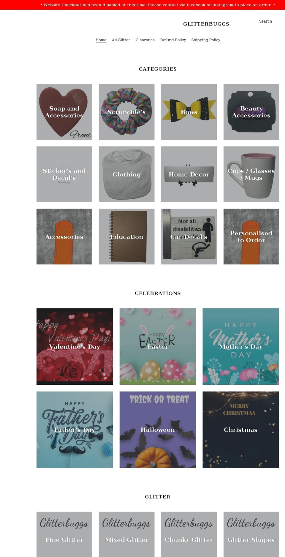 glitterbuggs.com shopify website screenshot