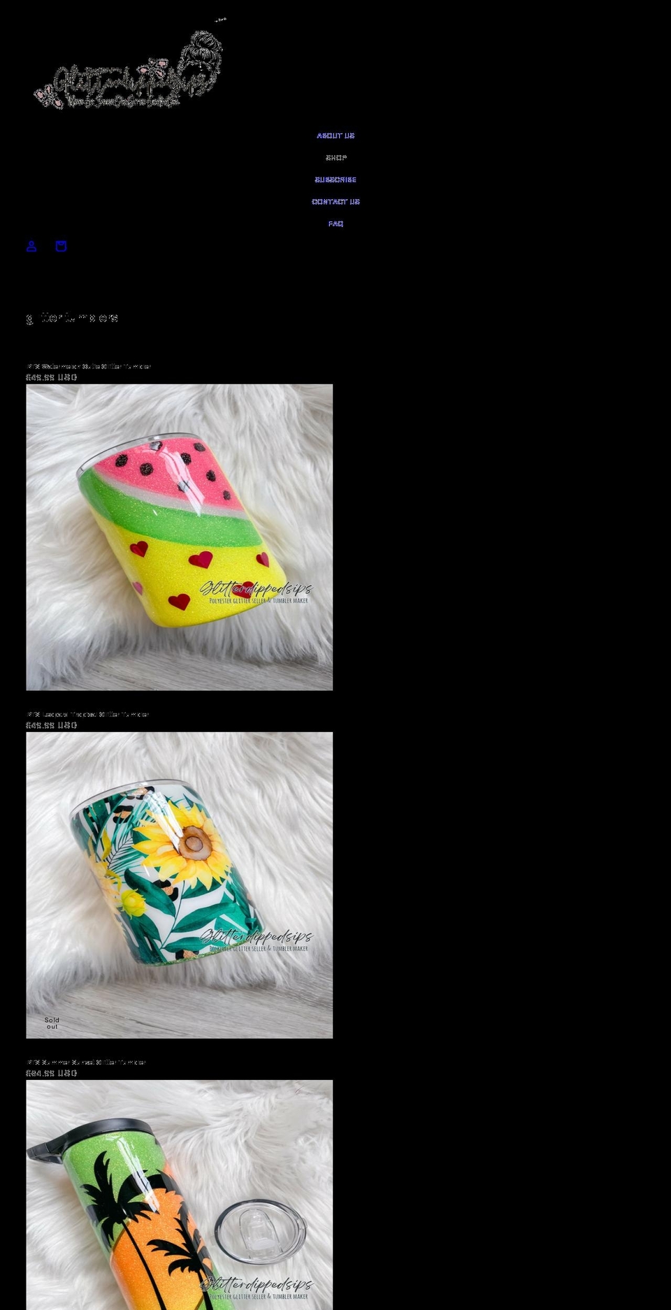glitterdippedsips.shop shopify website screenshot