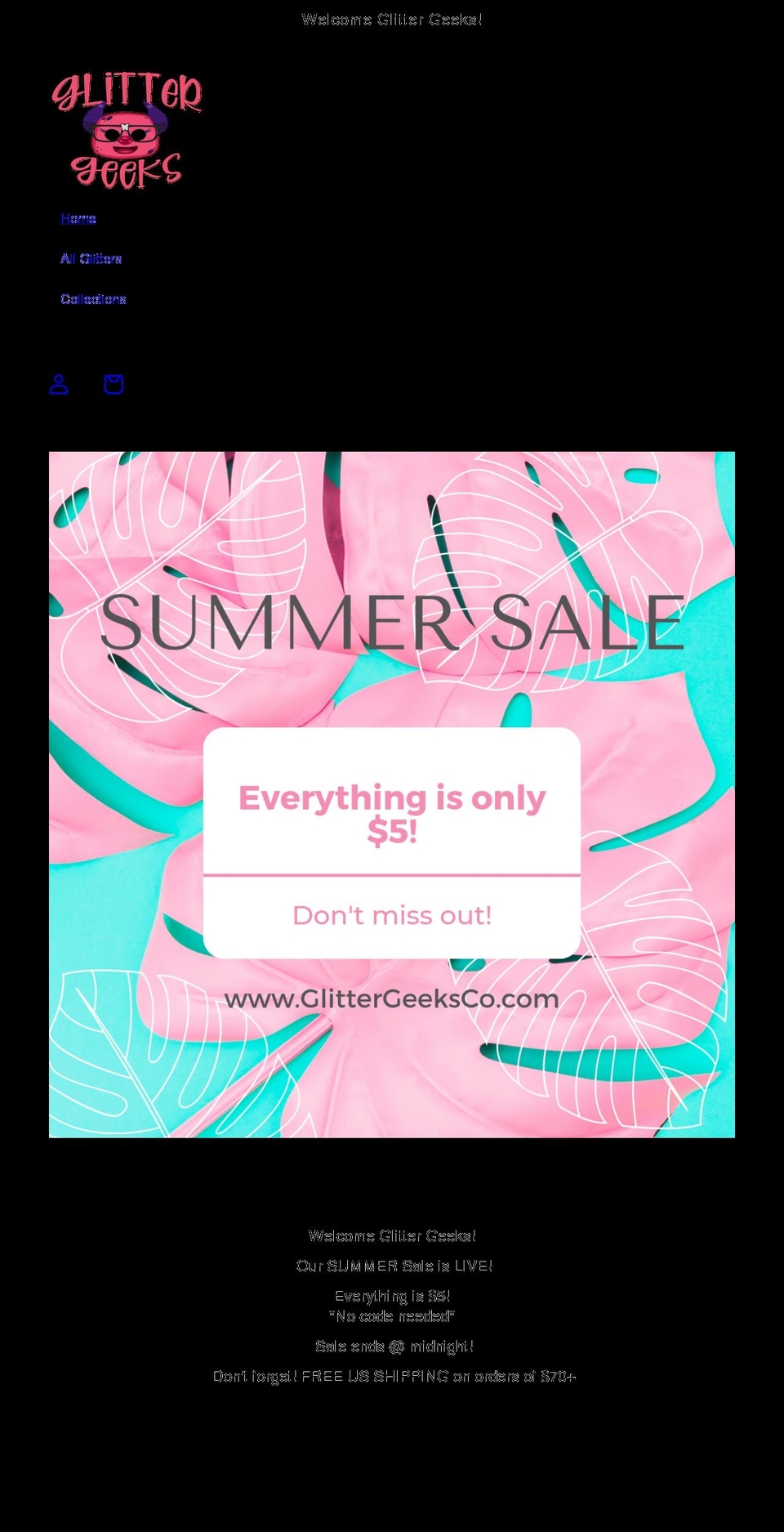 glittergeeksco.com shopify website screenshot