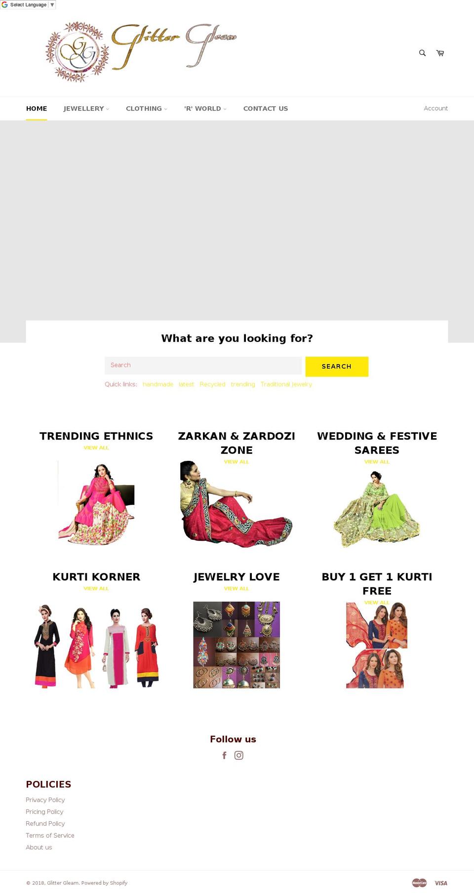 glittergleam.com shopify website screenshot