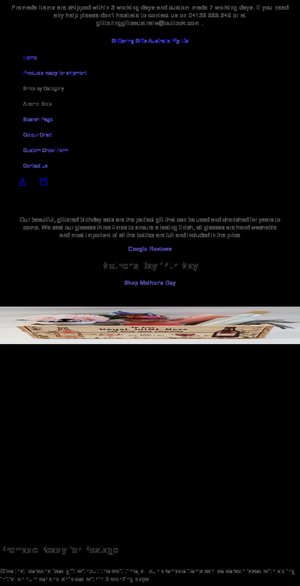 glitteringgiftsaustraliaaf.com — Shopify storefront screenshot
