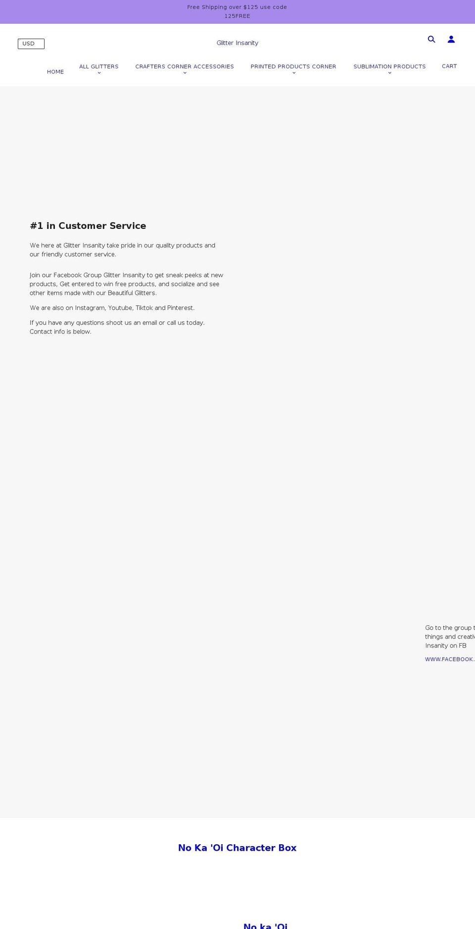glitterinsanity.com shopify website screenshot