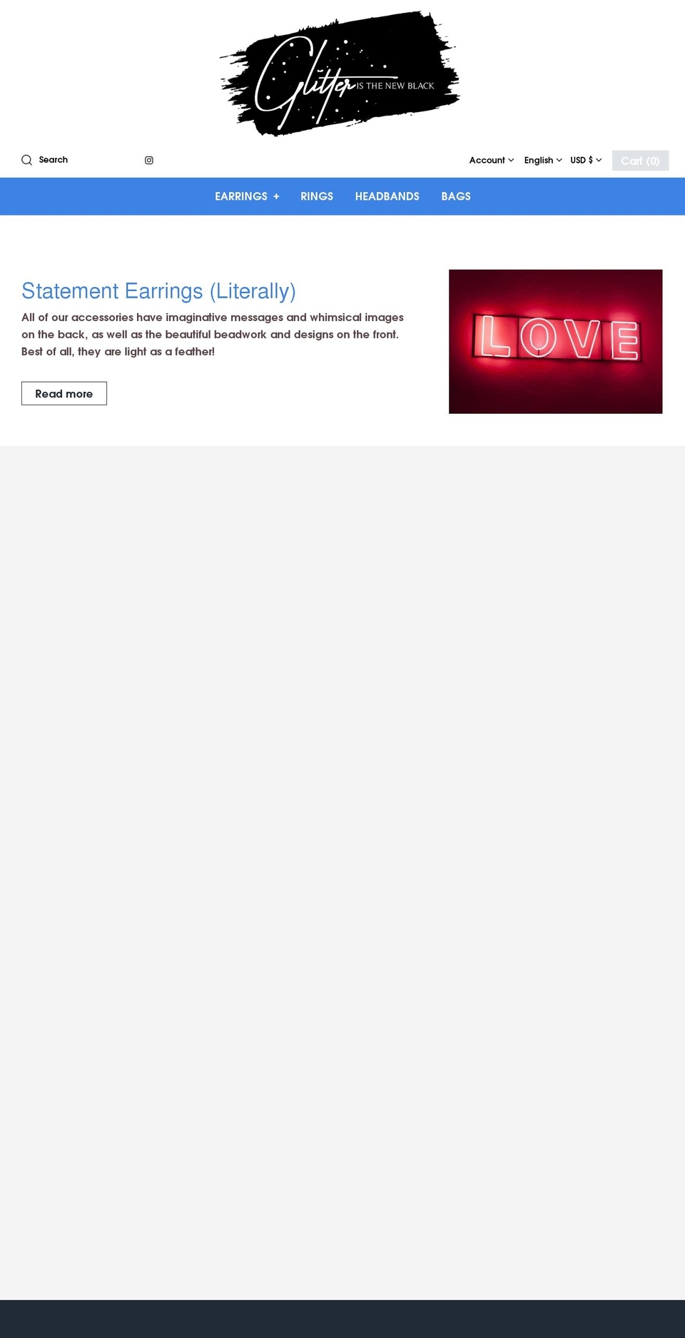 glitteristhenewblack.com shopify website screenshot