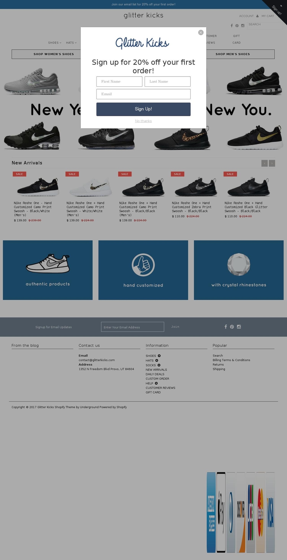 glitterkicks.com shopify website screenshot