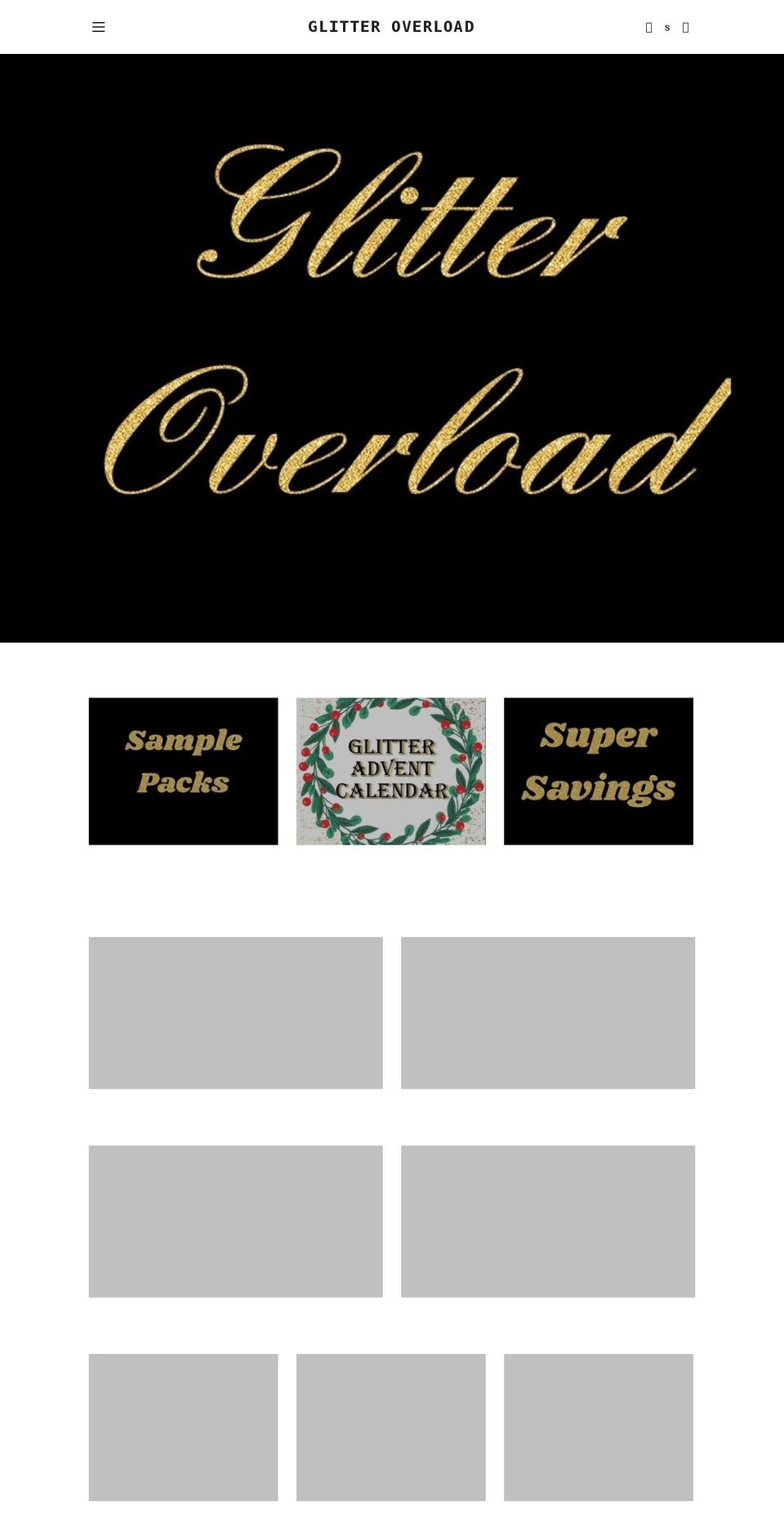 glitteroverload.com shopify website screenshot