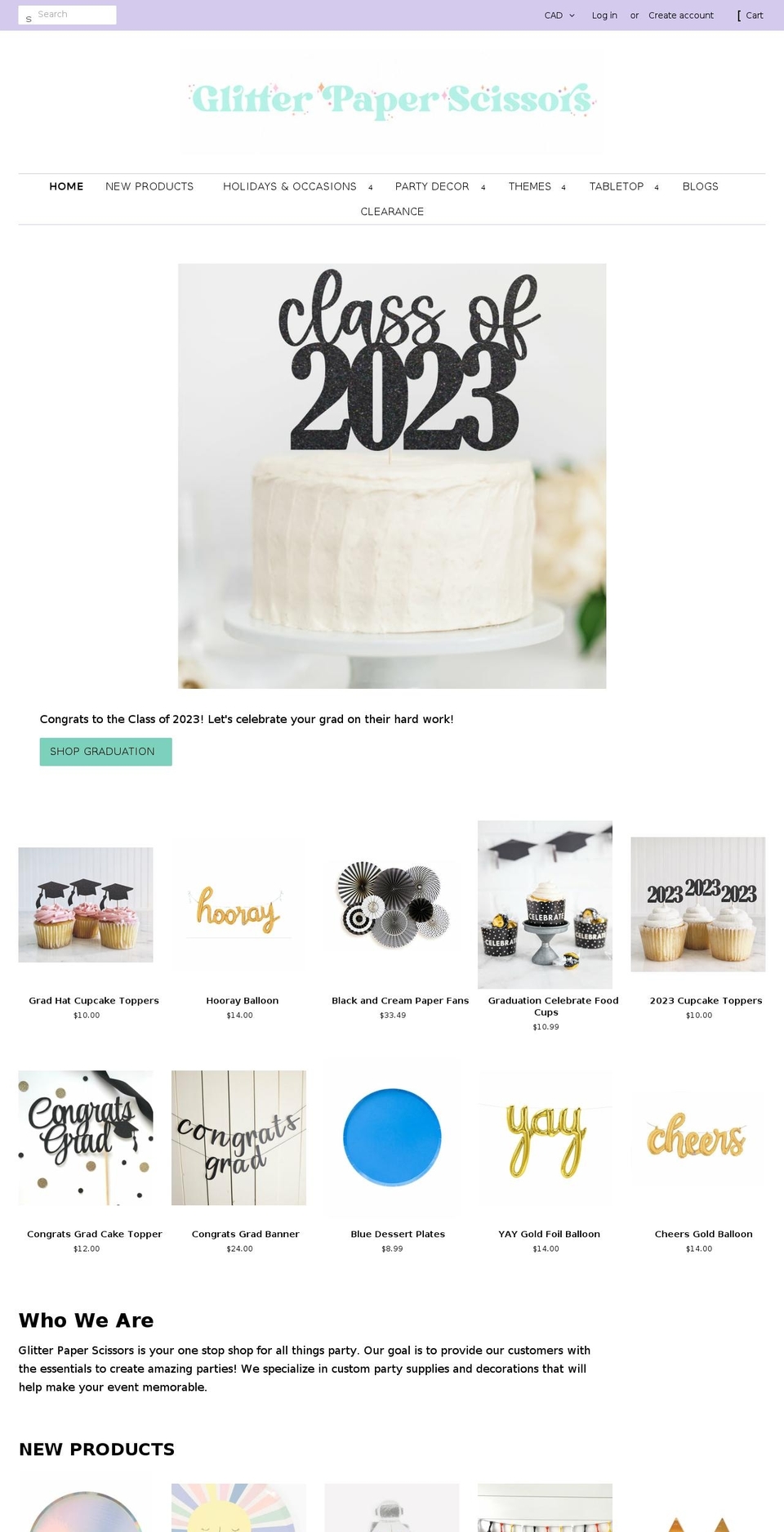 glitterpaperscissors.com shopify website screenshot