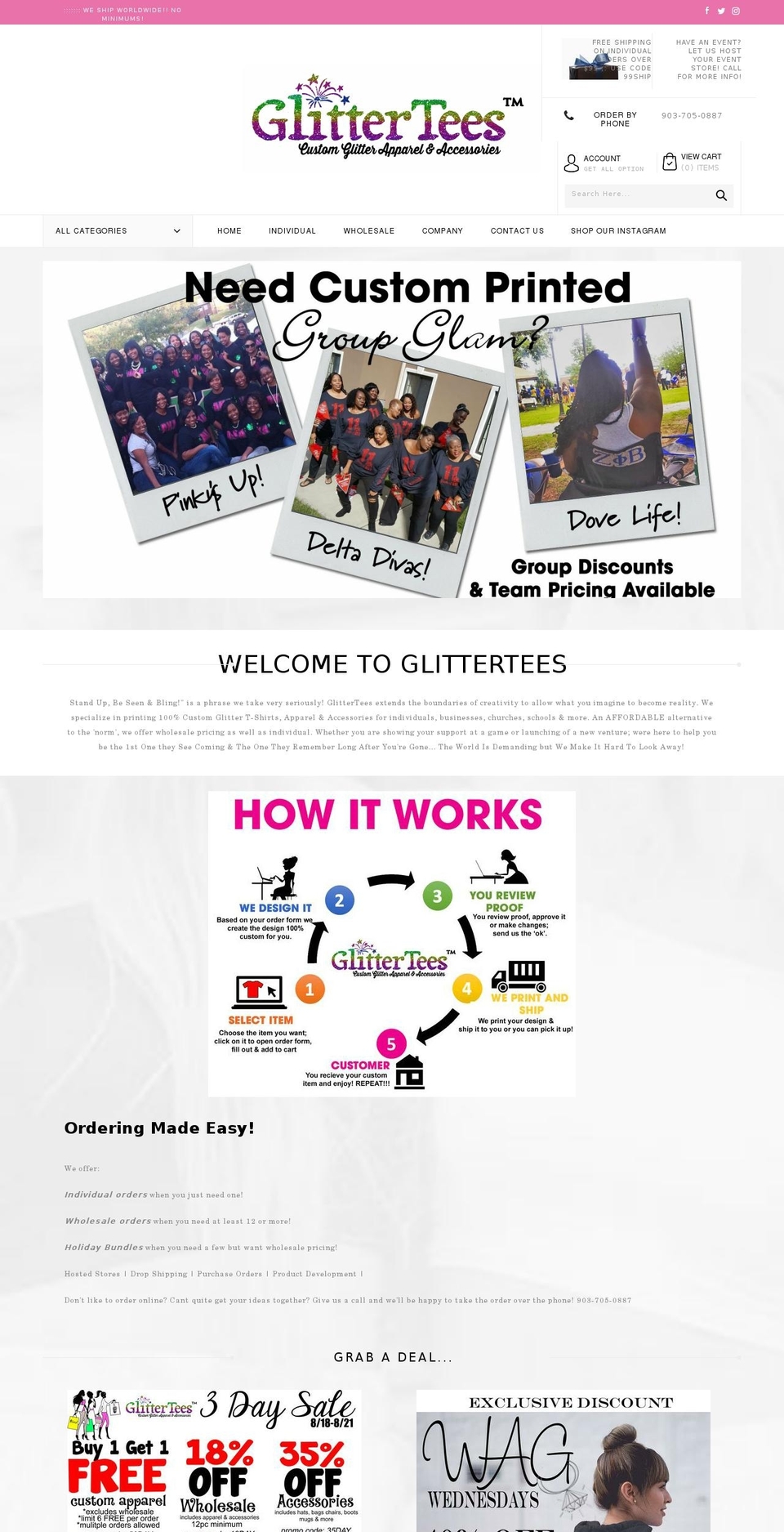 variety-installer Shopify theme site example glittertees.com