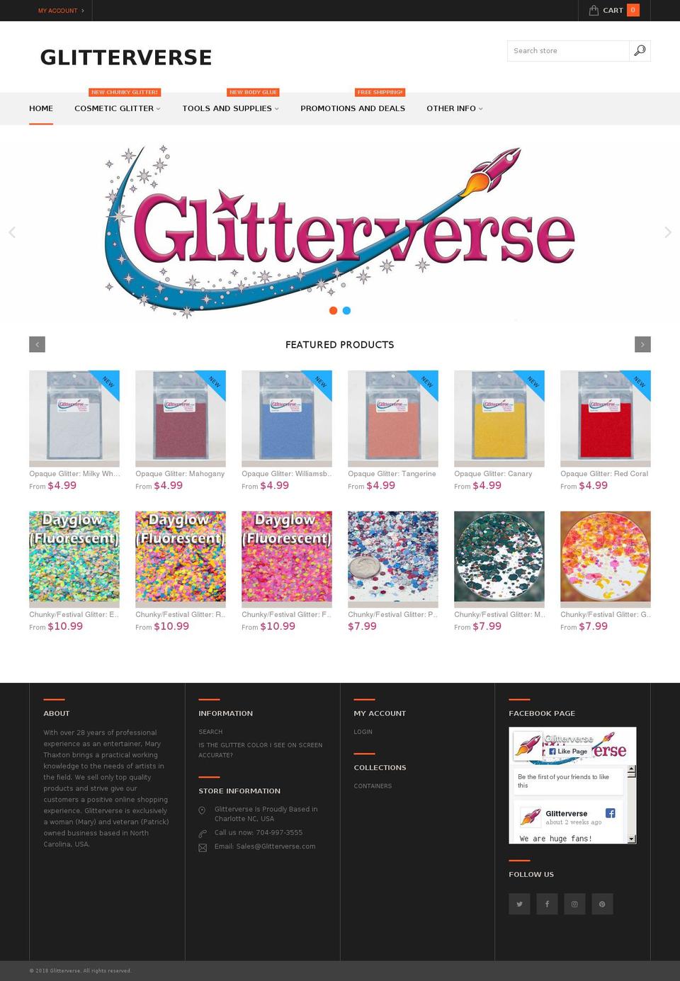 Theme271 Shopify theme site example glitterverse.com