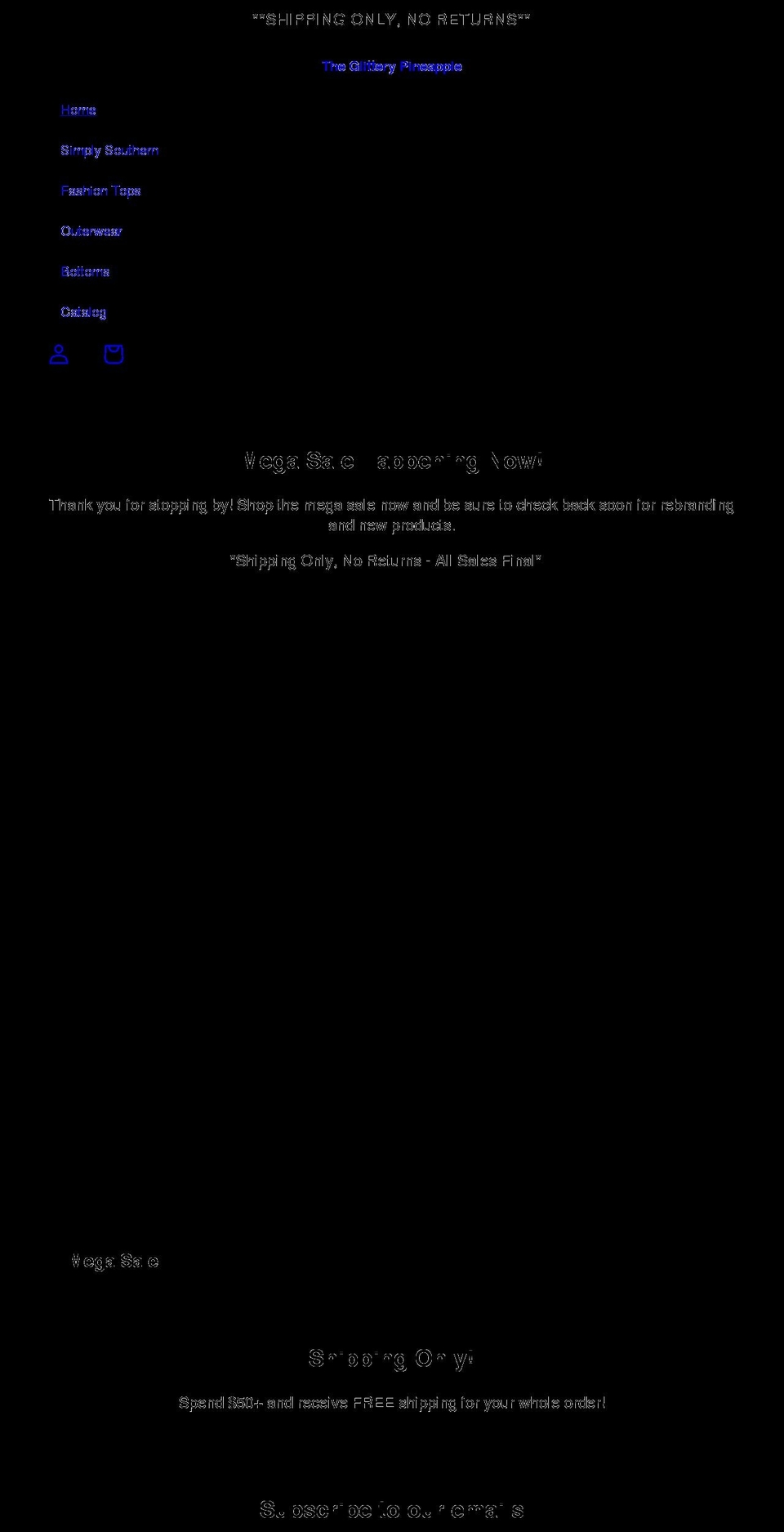 glitterypineapple.com shopify website screenshot