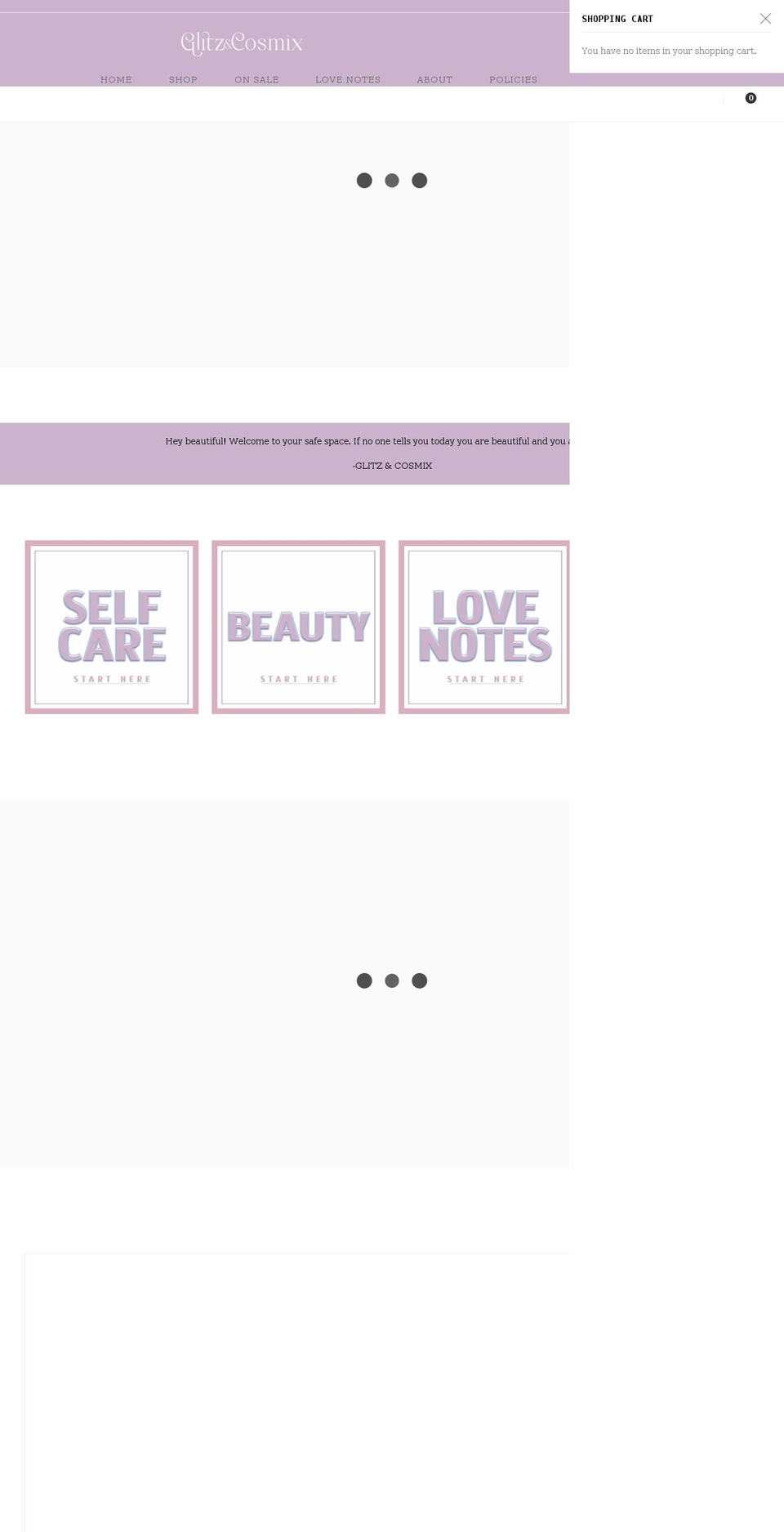 glitzandcosmix.com shopify website screenshot