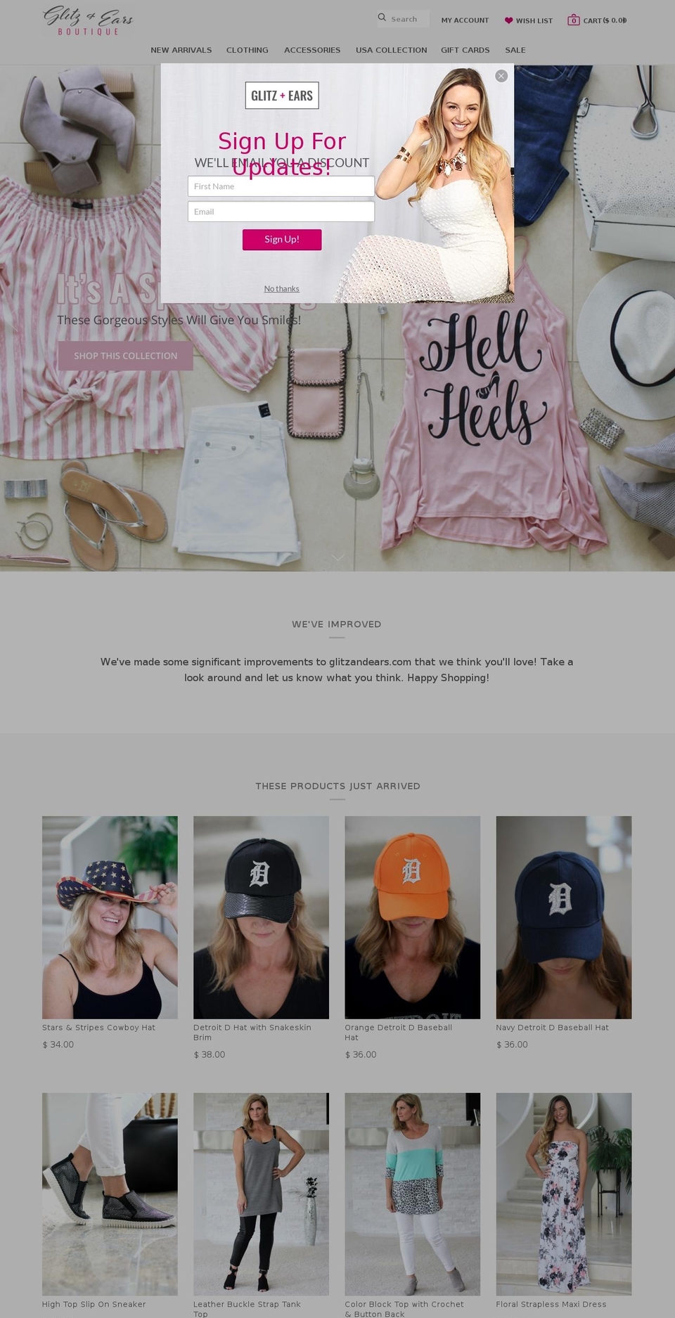 glitzandears.com shopify website screenshot