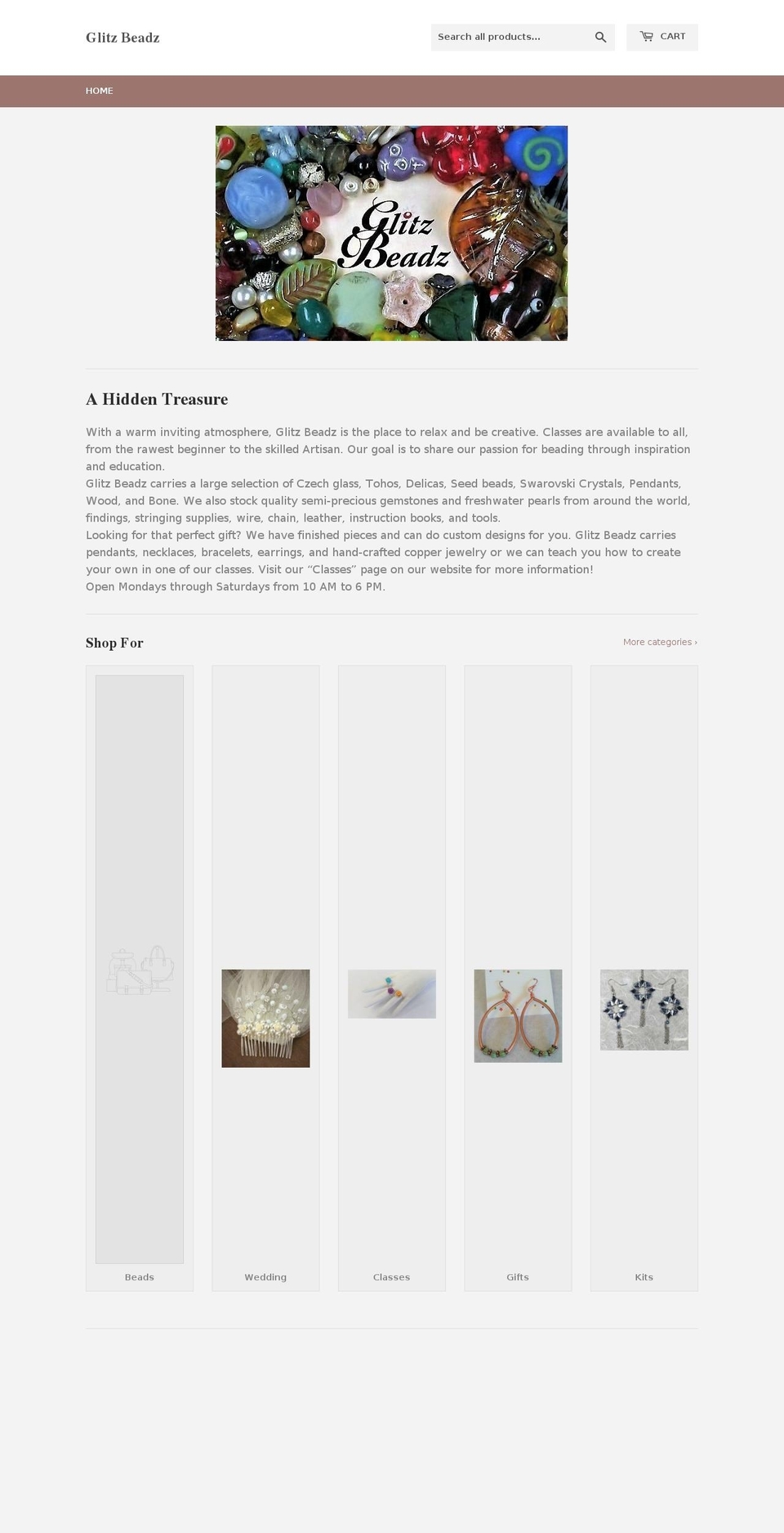 glitzbeadz.com — Shopify storefront screenshot