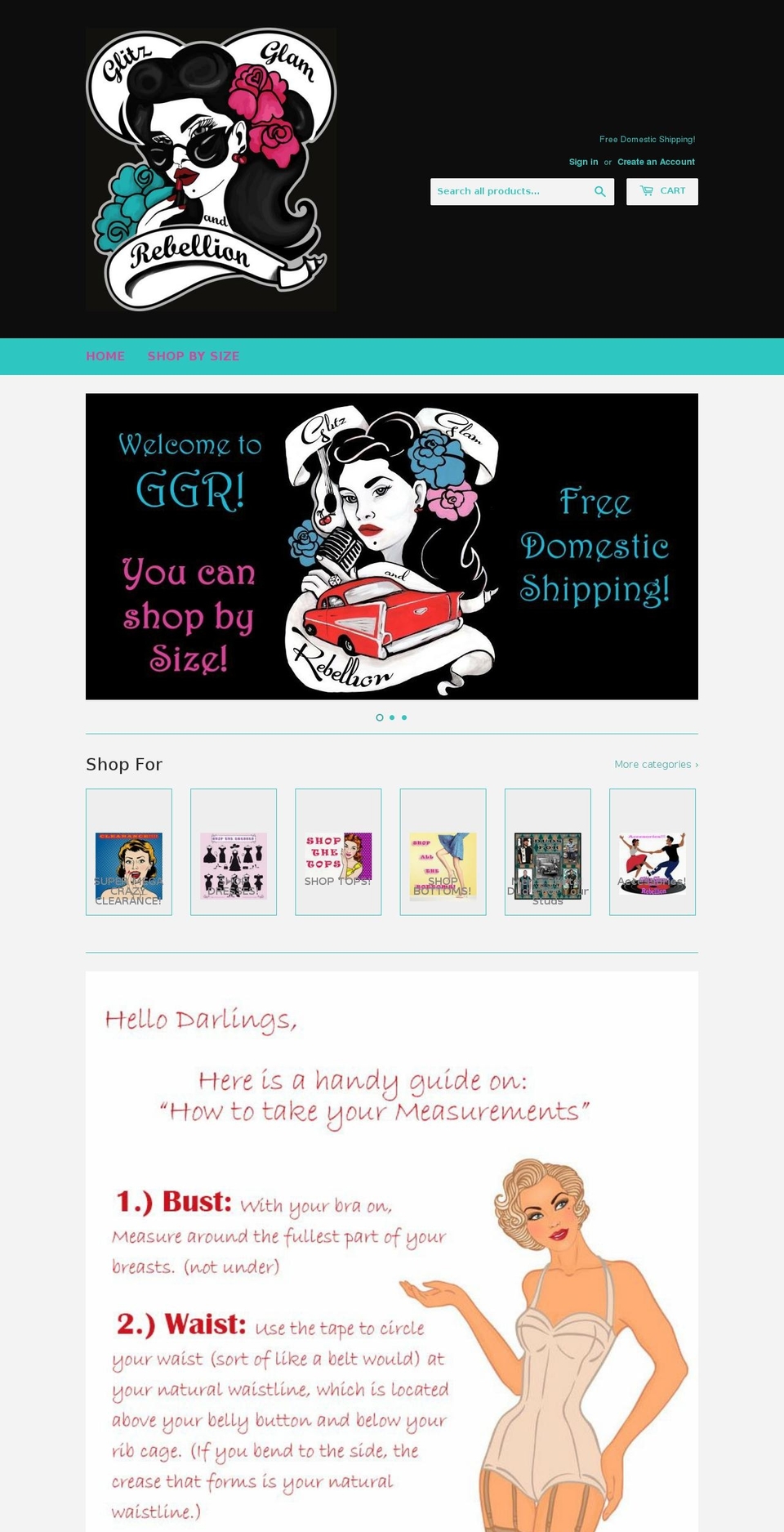 glitzglamandrebellion.com — Shopify storefront screenshot