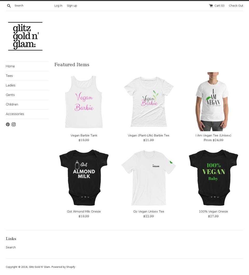 glitzgoldnglam.com — Shopify storefront screenshot