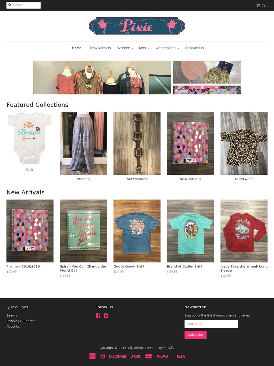 glitziepixie.com shopify website screenshot