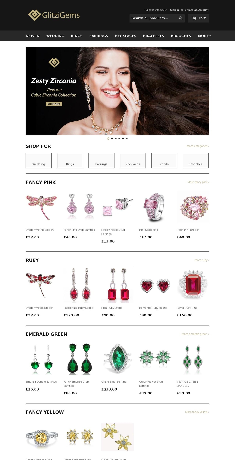 glitzigems.com — Shopify storefront screenshot