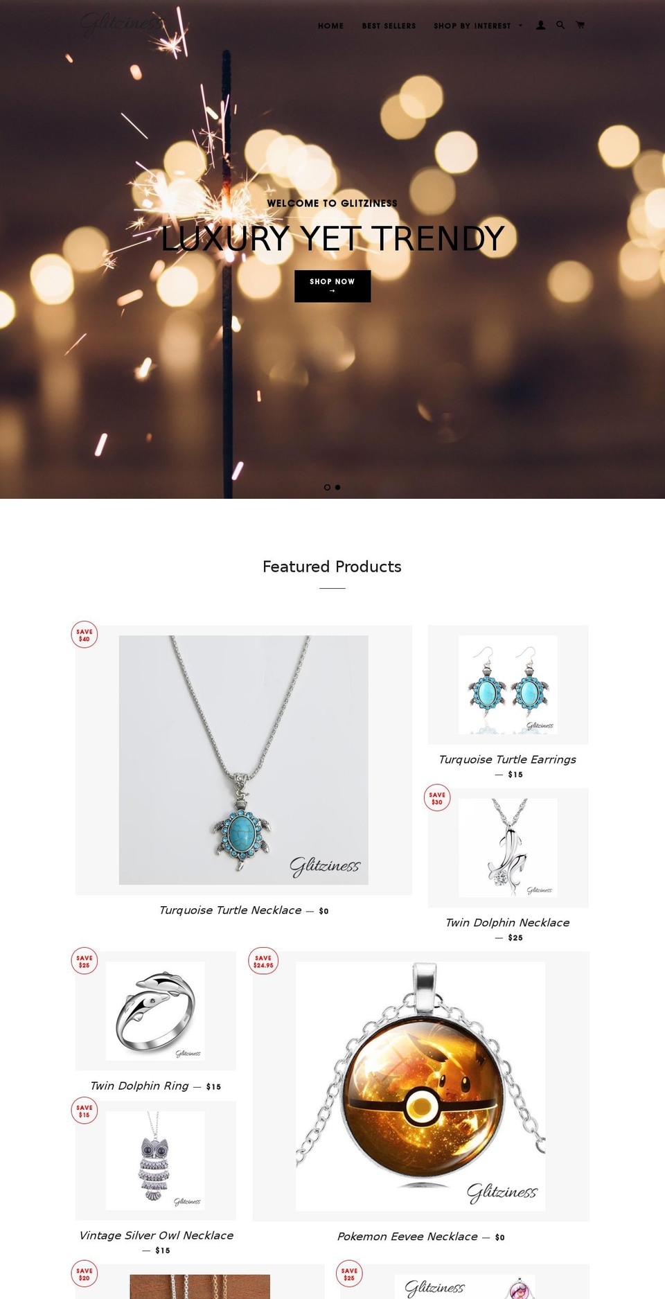 glitziness.com shopify website screenshot
