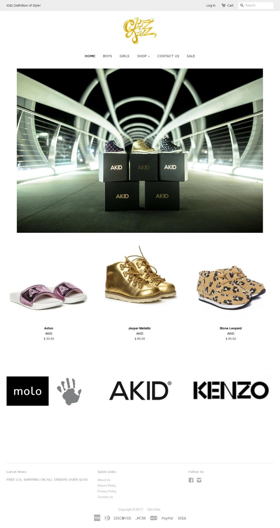 glitzkidz.com shopify website screenshot
