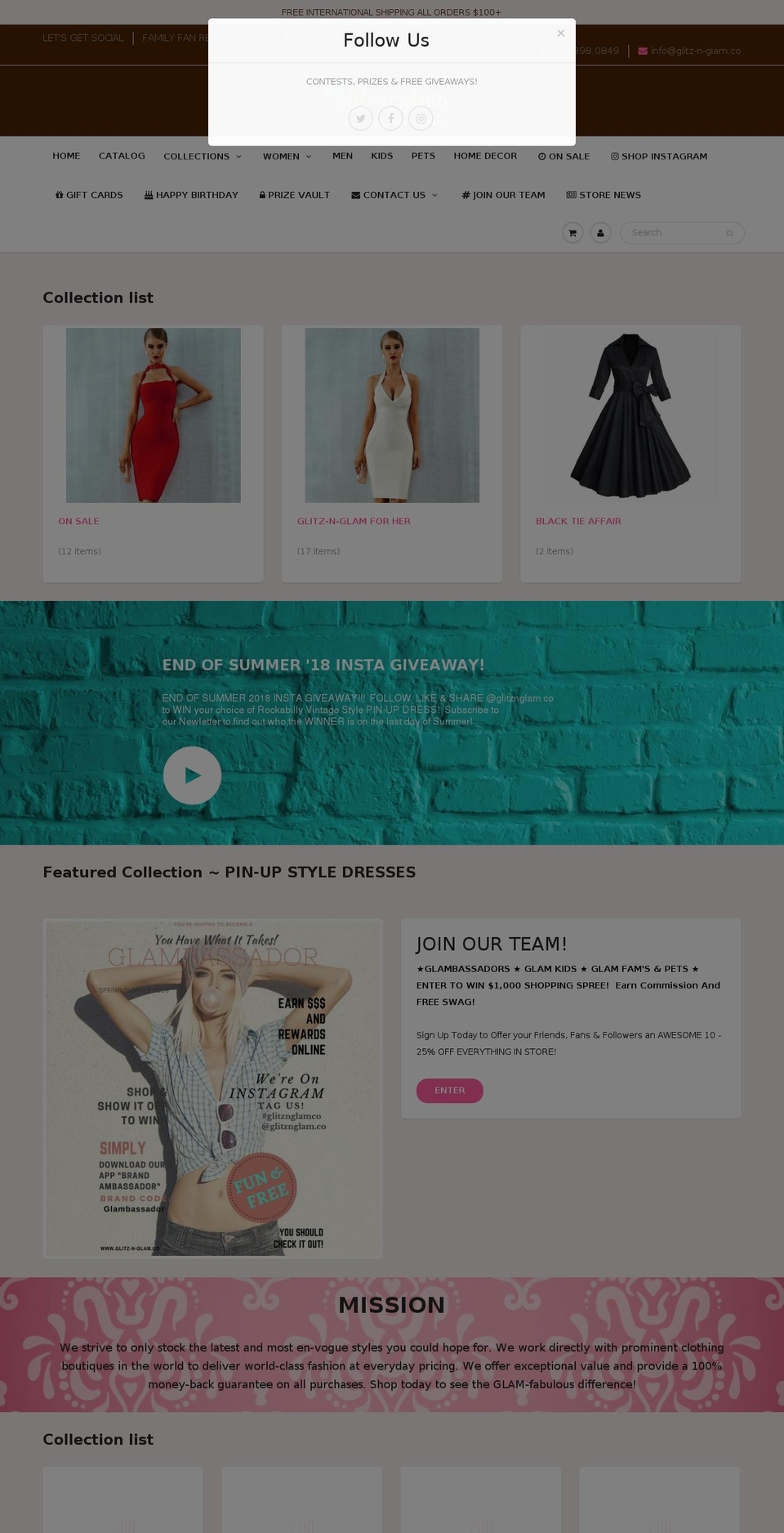 glitznglam.co shopify website screenshot