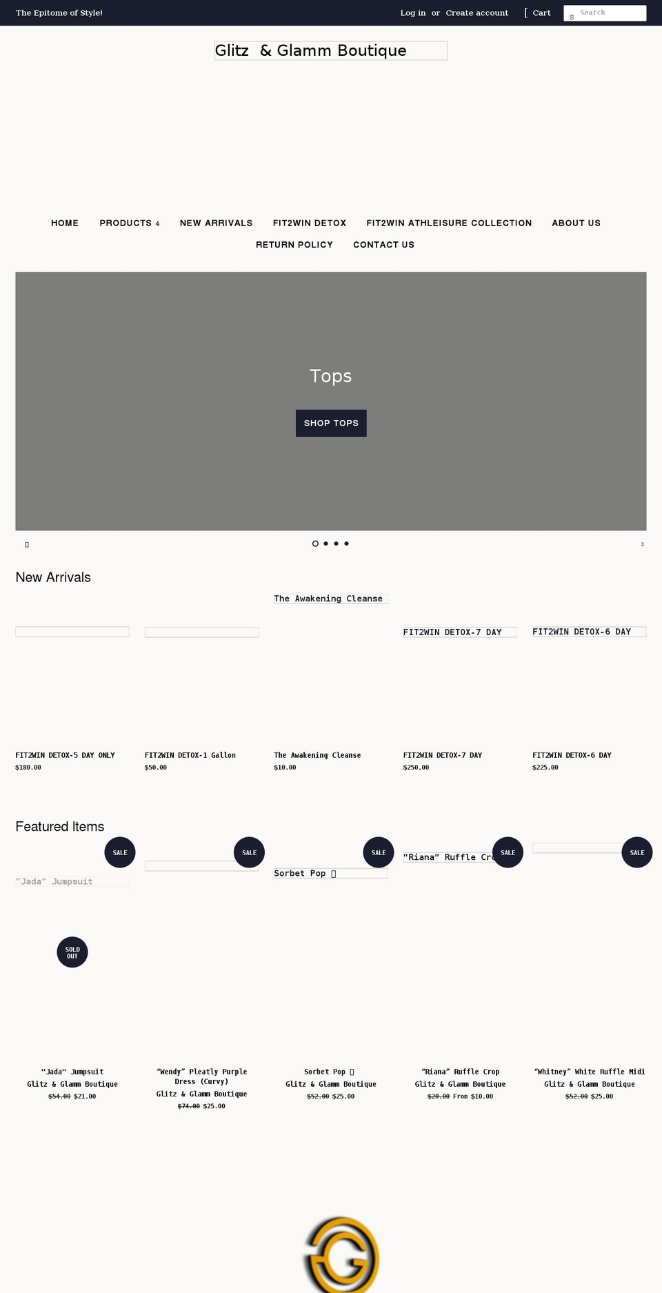 glitznglammboutique.com shopify website screenshot
