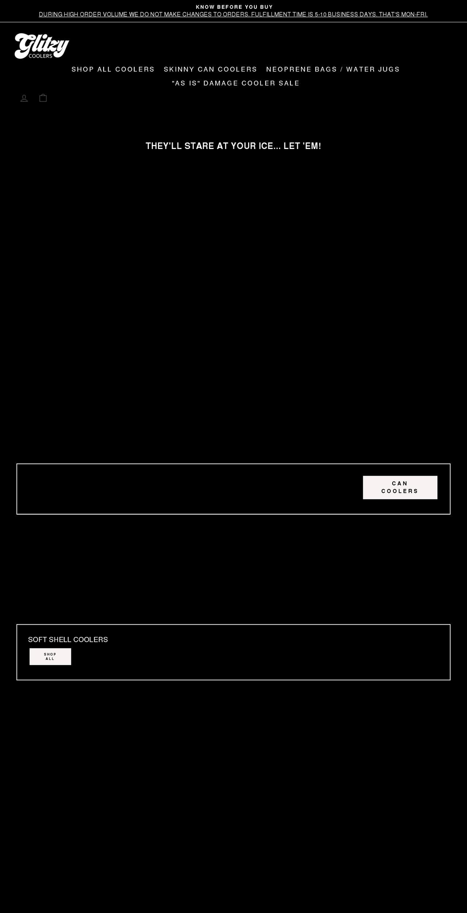 glitzycoolers.com shopify website screenshot