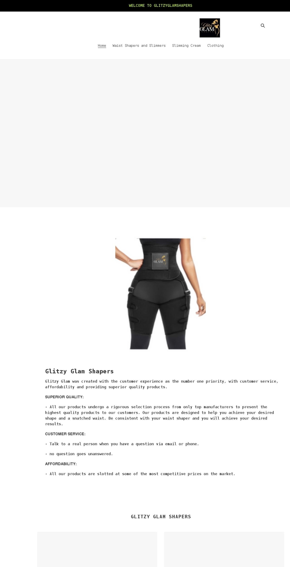 glitzyglamshaper.com shopify website screenshot