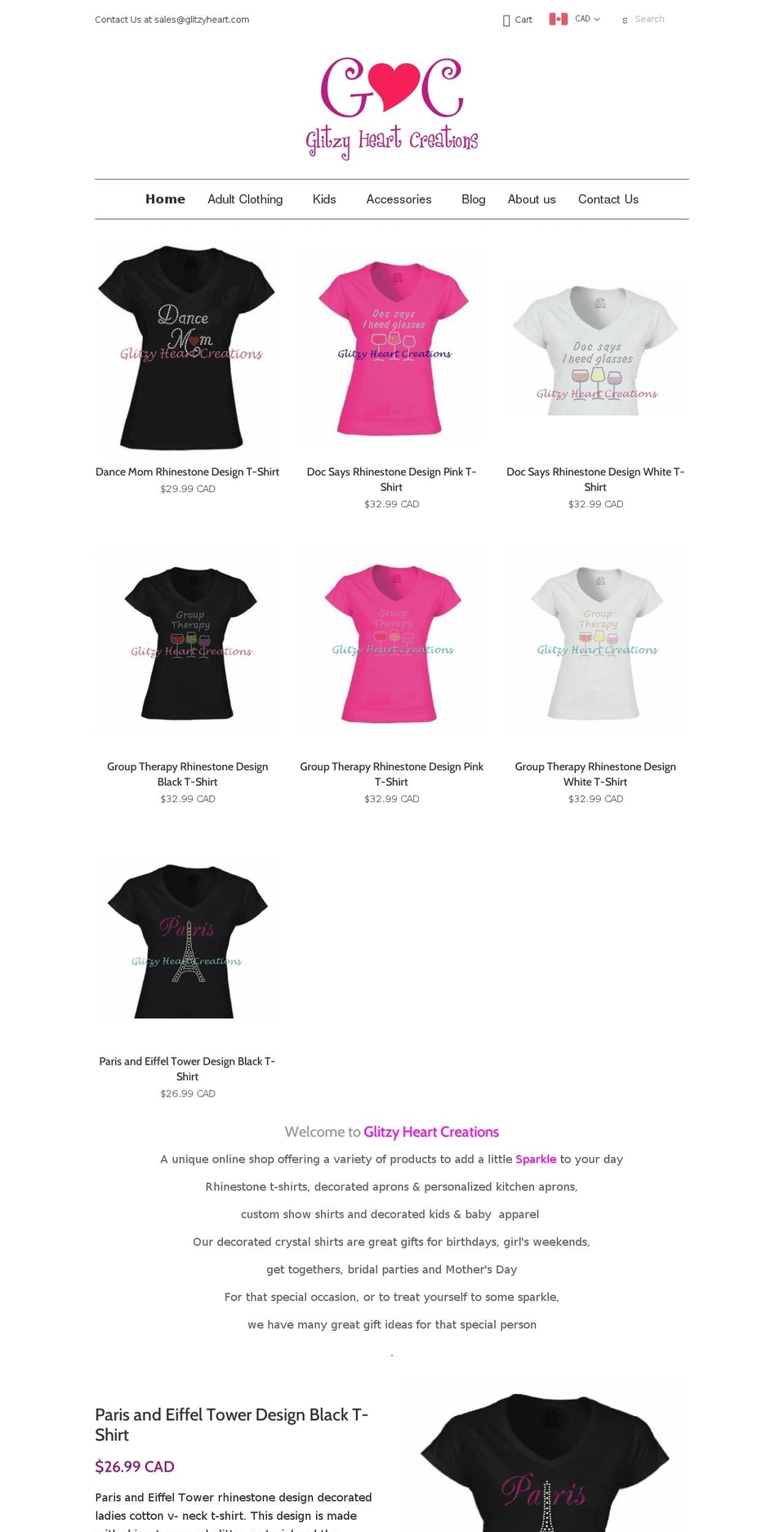 glitzyheart.com shopify website screenshot