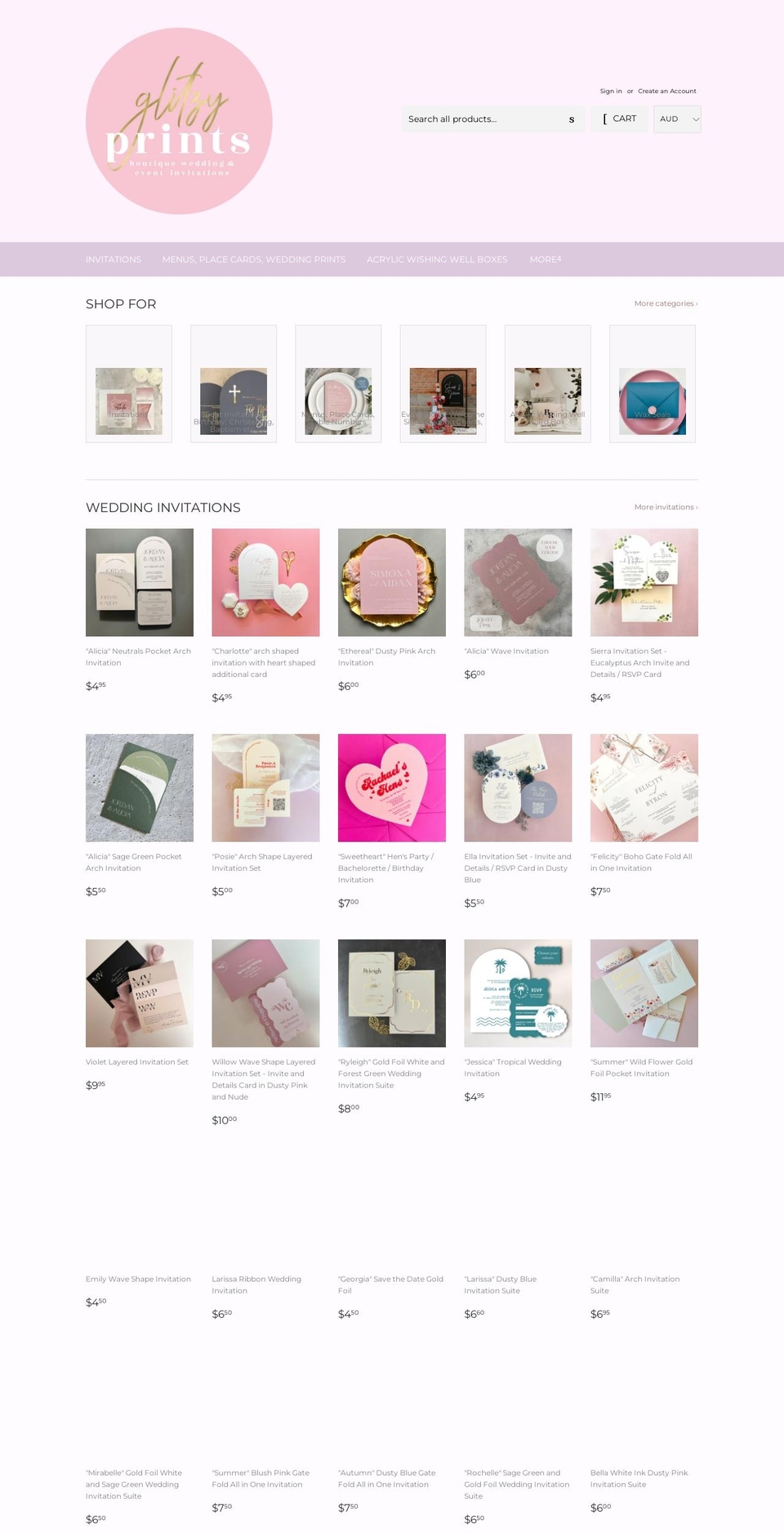 glitzyprints.com.au shopify website screenshot