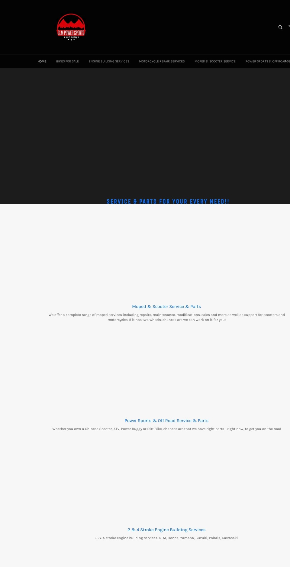 glmoutdoorpower.com shopify website screenshot