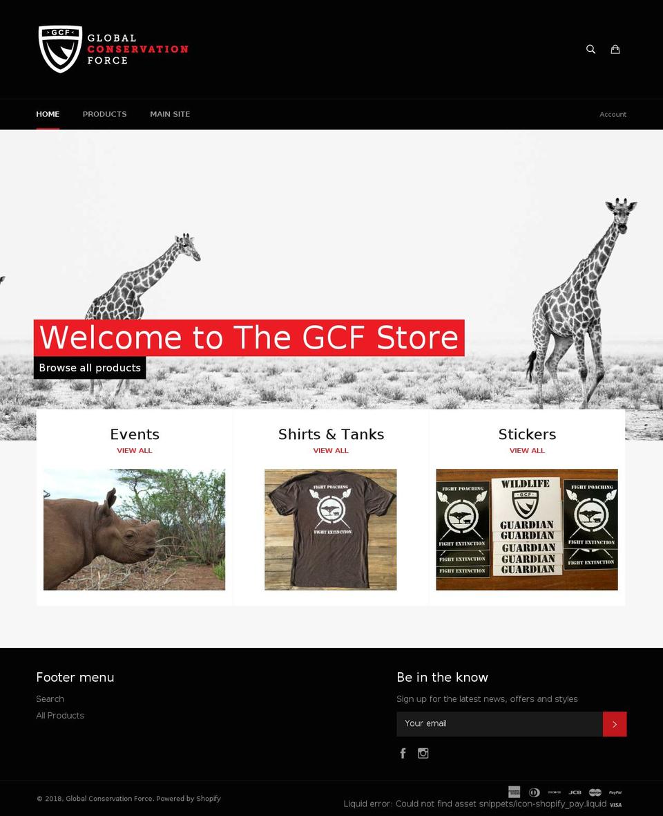global-conservation-force.myshopify.com shopify website screenshot