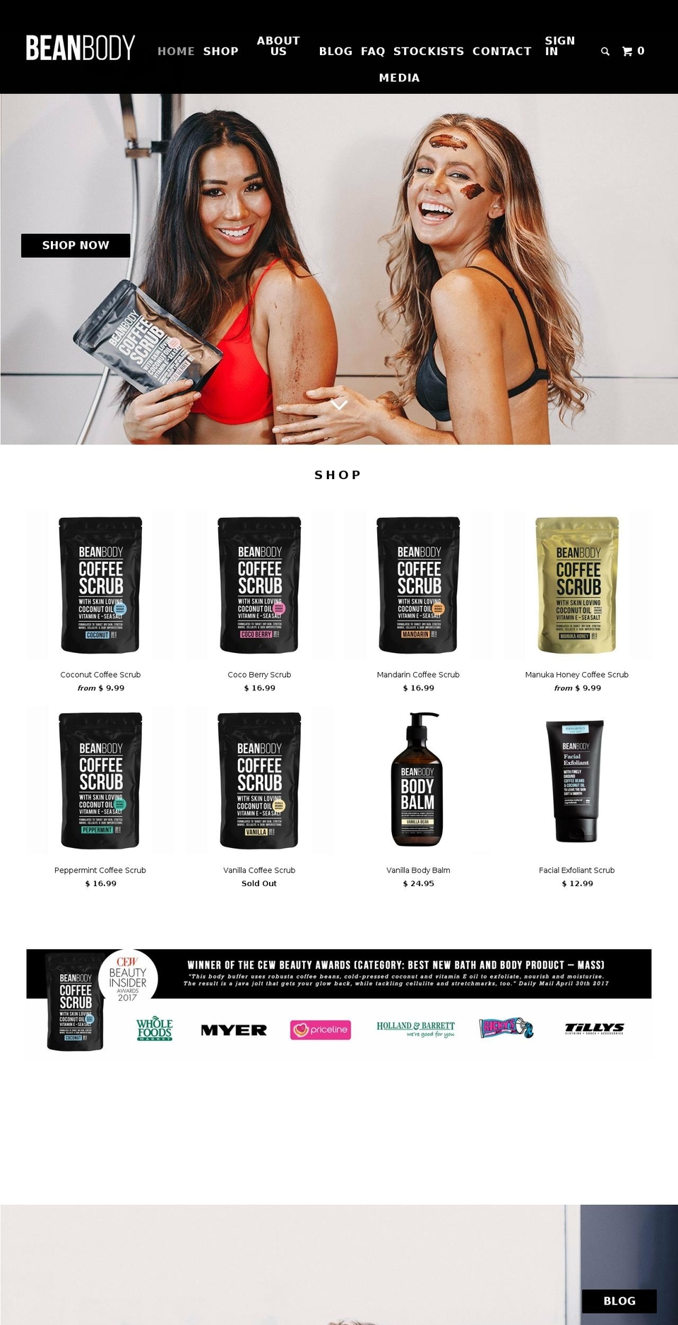 global.beanbodycare.com shopify website screenshot