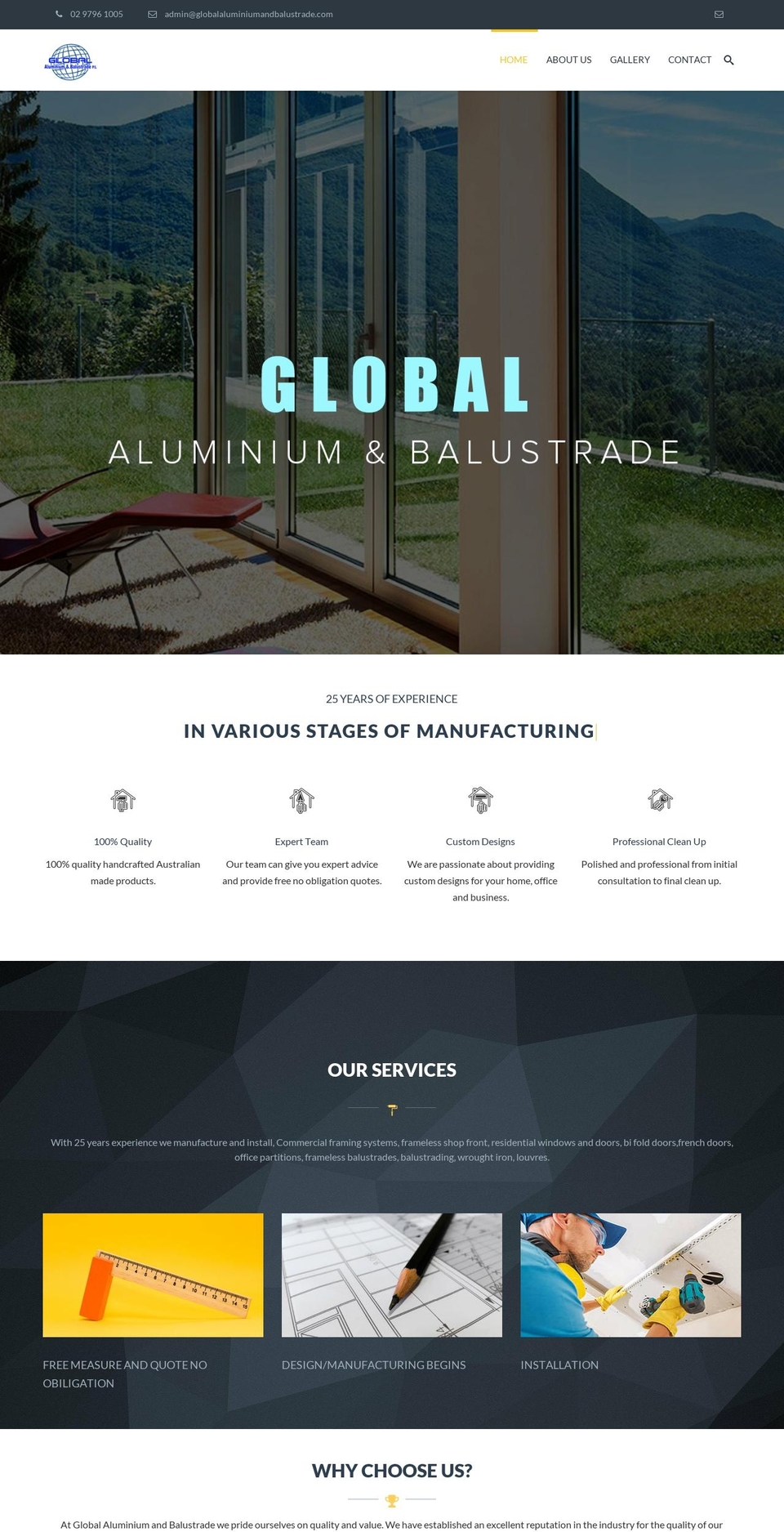 globalaluminiumandbalustrade.com shopify website screenshot