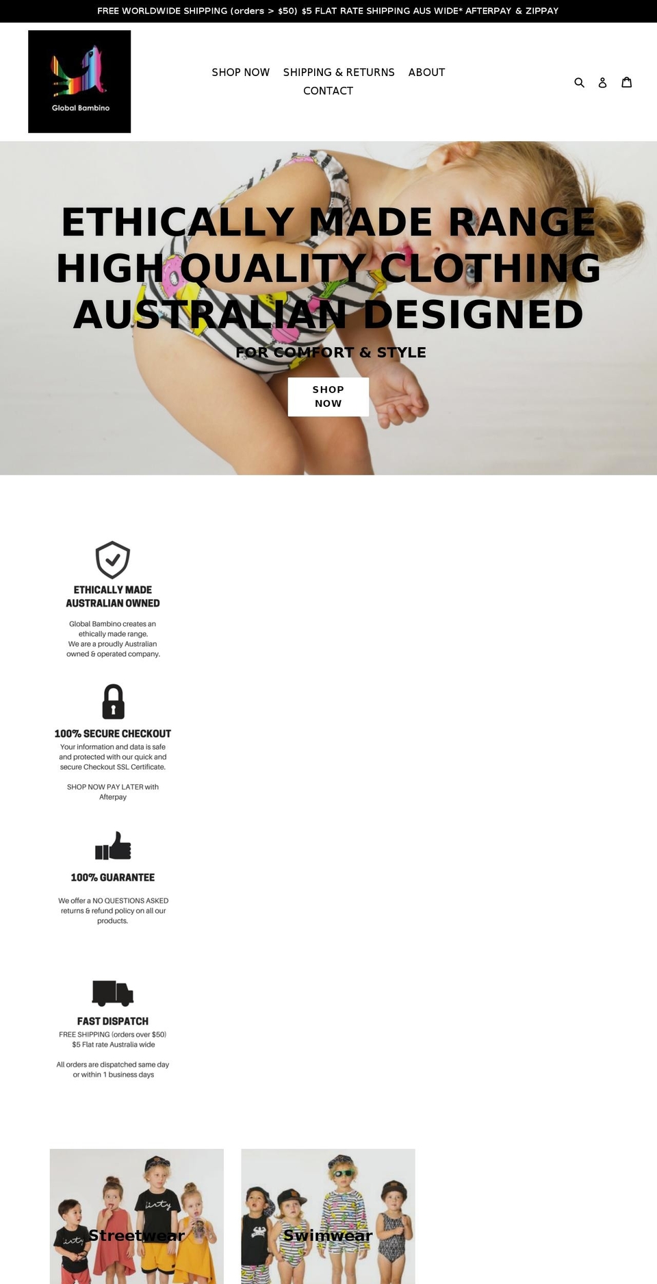 globalbambino.com.au shopify website screenshot