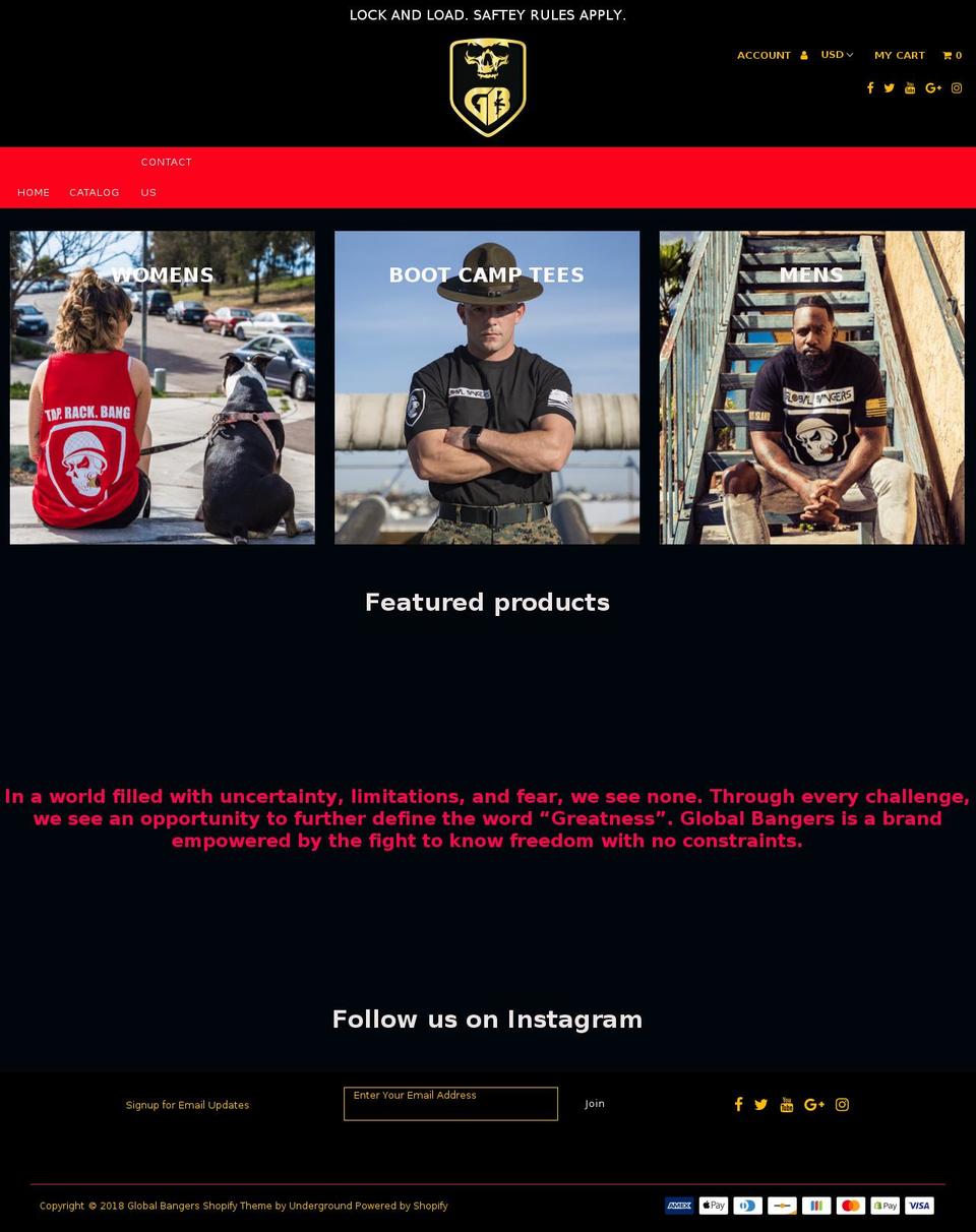 globalbangers.com — Shopify storefront screenshot
