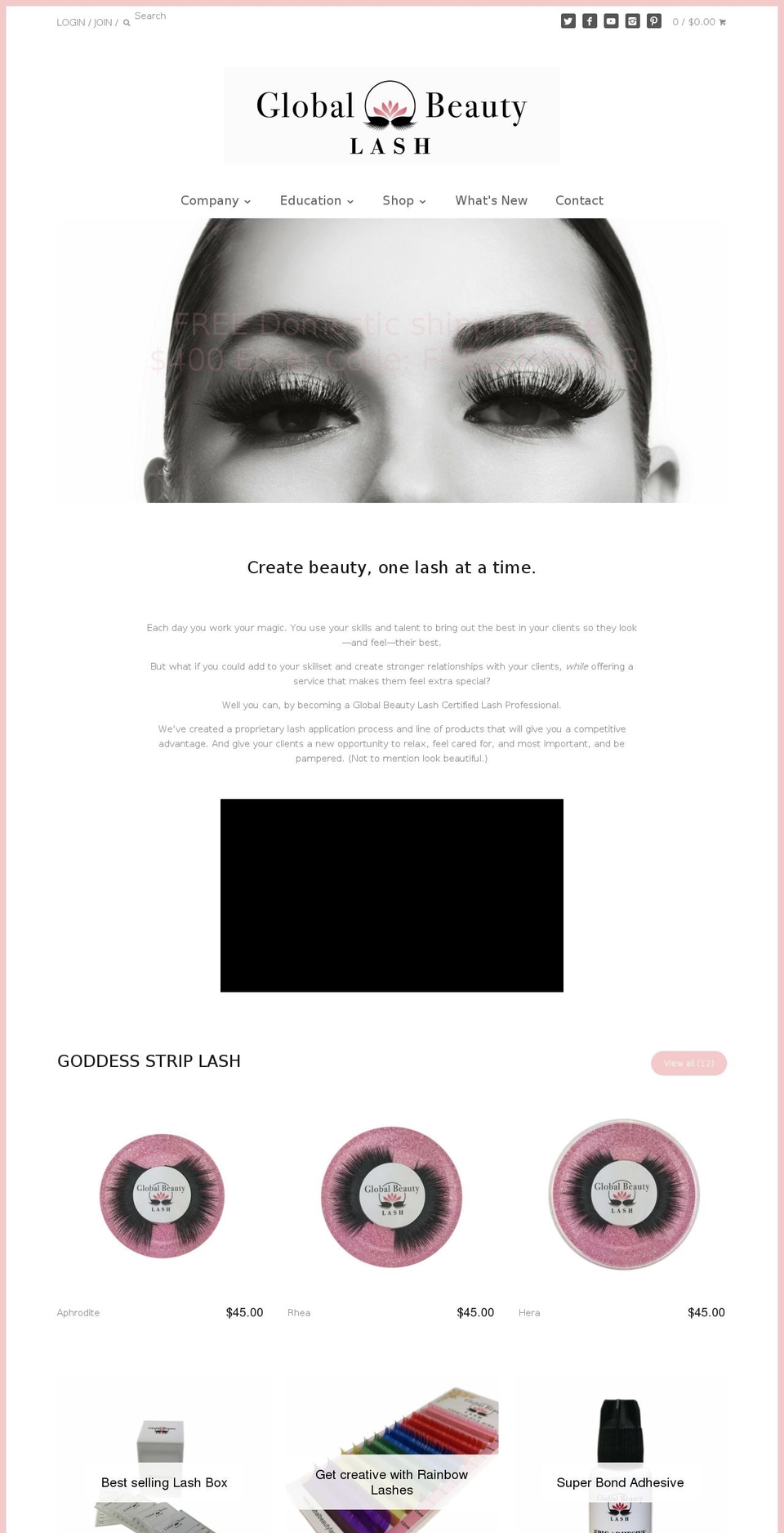 globalbeautylash.net shopify website screenshot