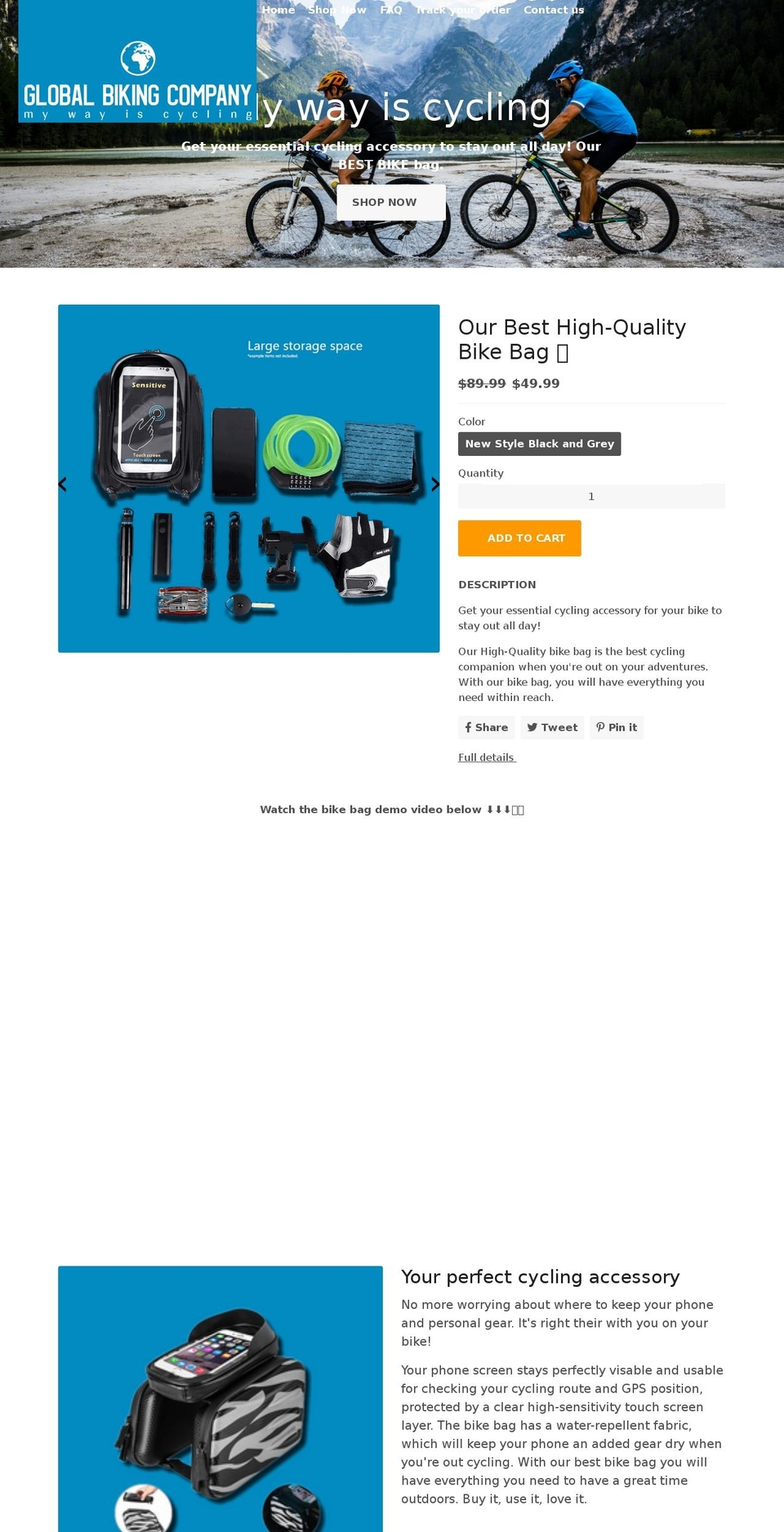 globalbikingcompany.com shopify website screenshot