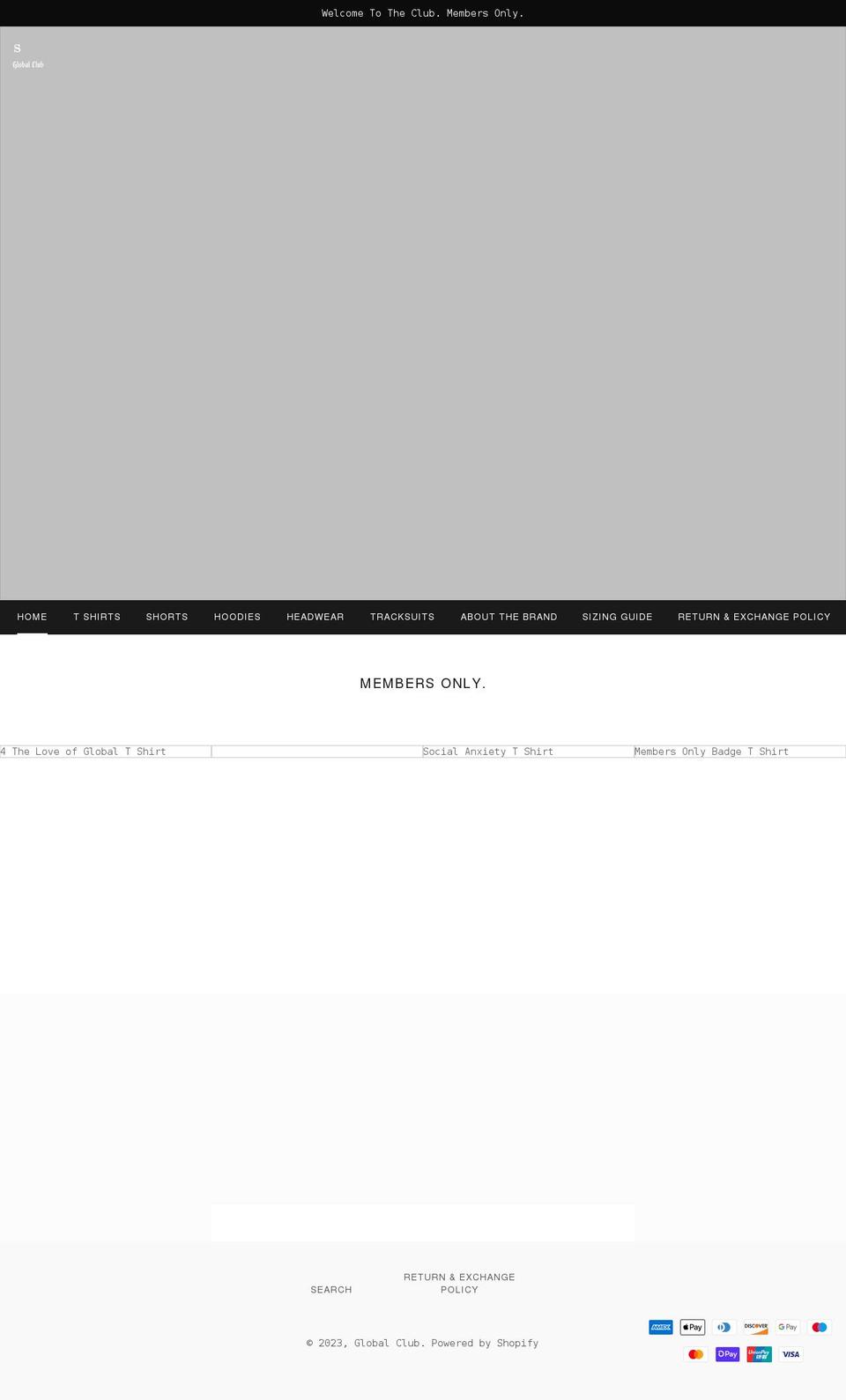 globalclub.co.uk shopify website screenshot