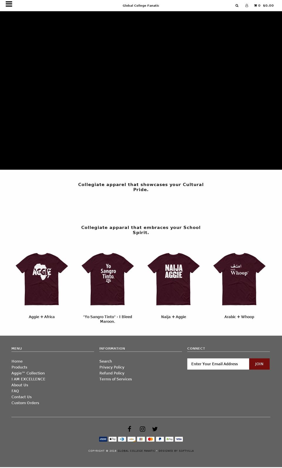 globalcollegefanatic.com — Shopify storefront screenshot