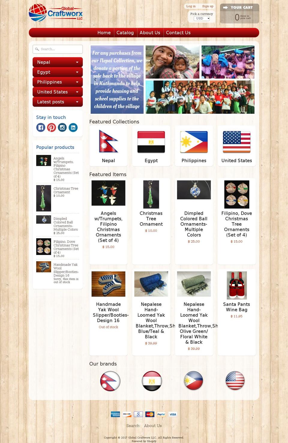globalcraftworx.com shopify website screenshot