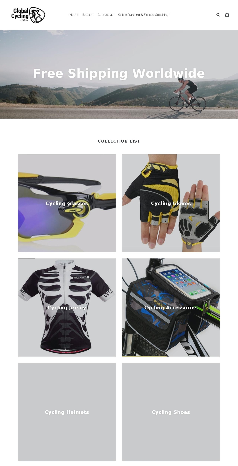 globalcyclingonline.com — Shopify storefront screenshot