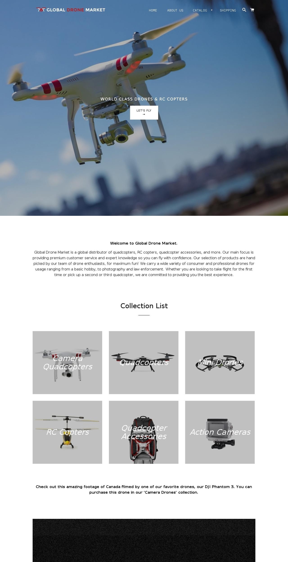 globaldronemarket.com shopify website screenshot